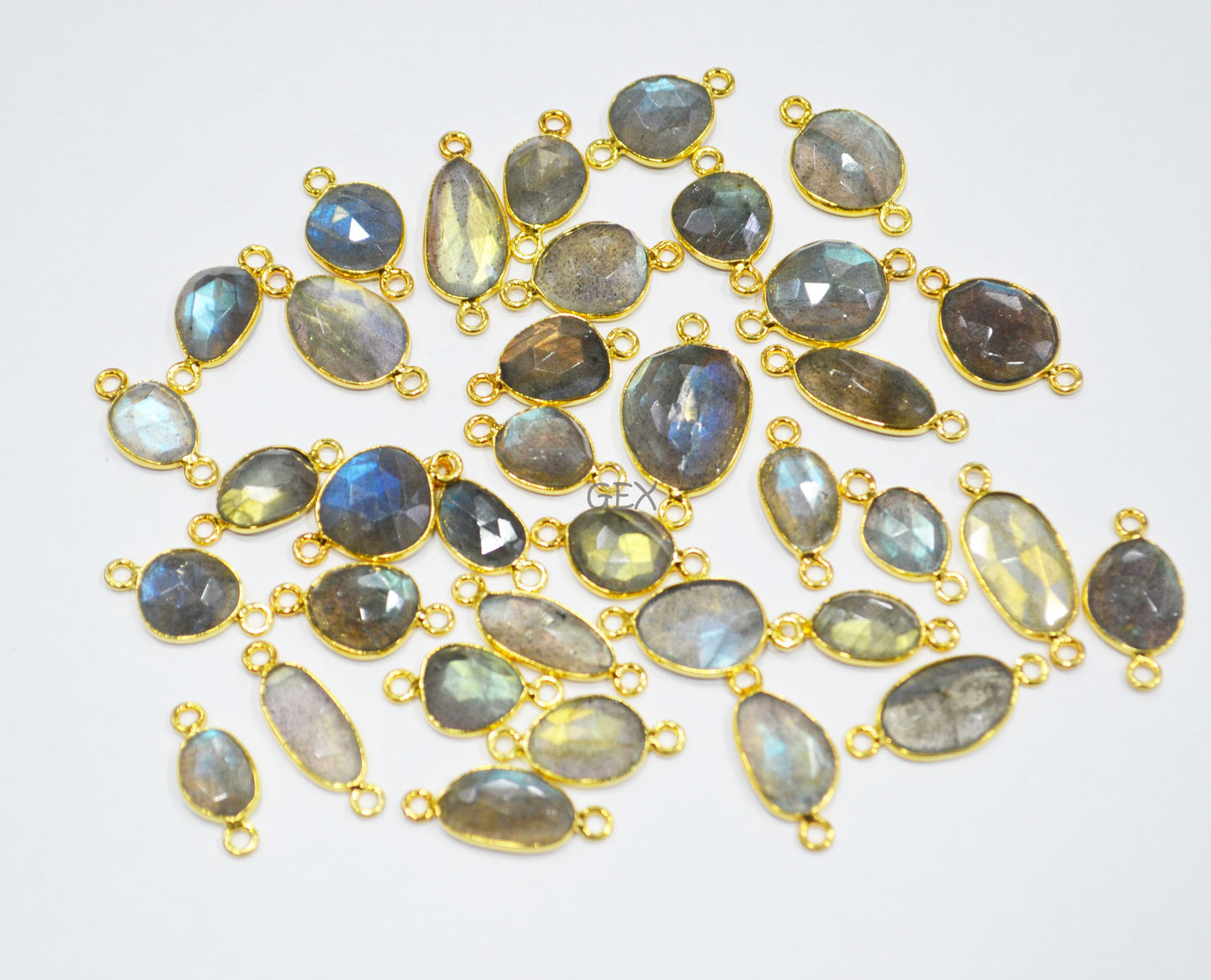 Natural Labradorite Faceted Free Form Shape Connector , Sold By Piece , 8x9 - 13x16 mm , RB-7226
