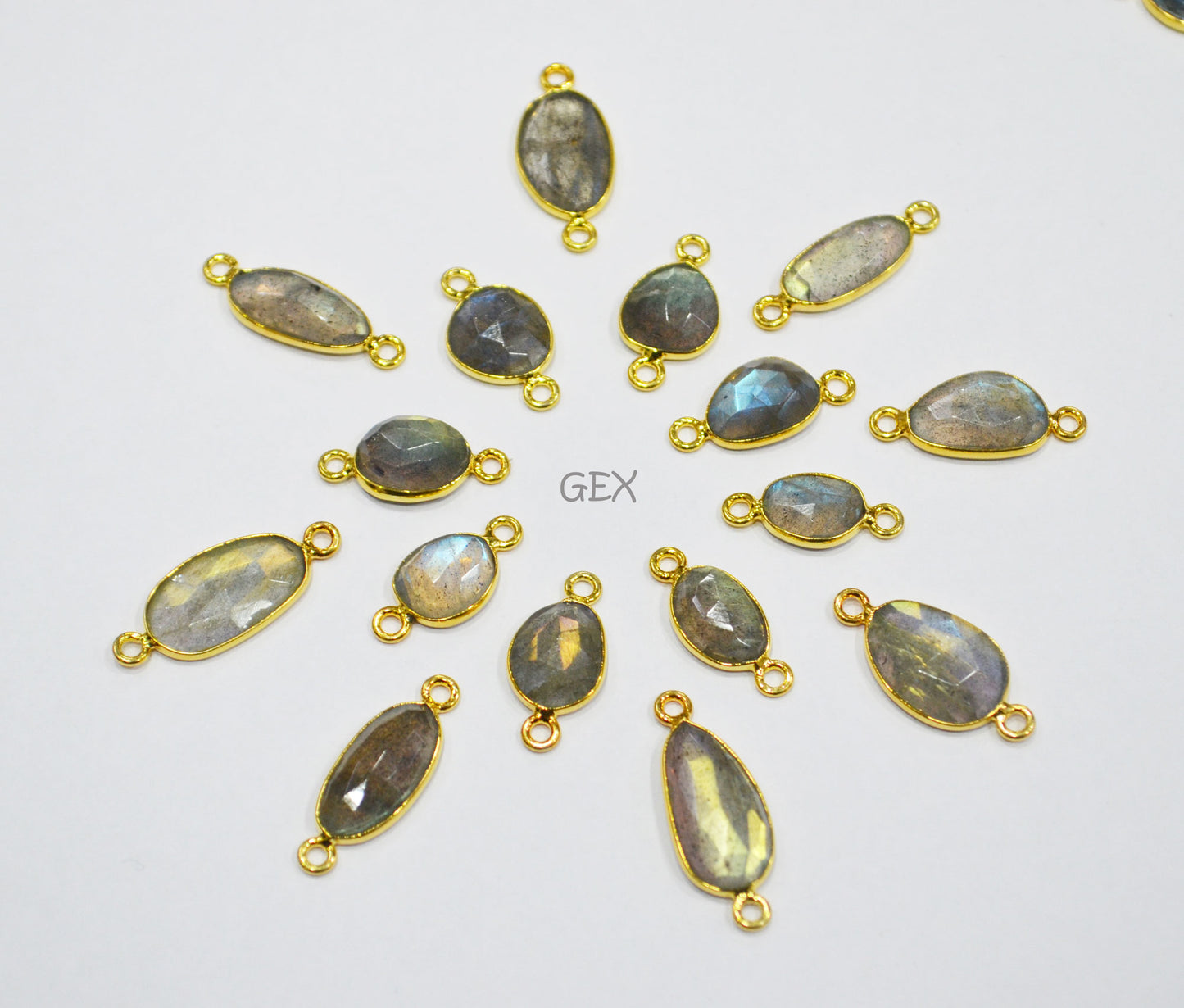 Natural Labradorite Faceted Free Form Shape Connector , Sold By Piece , 8x9 - 13x16 mm , RB-7226