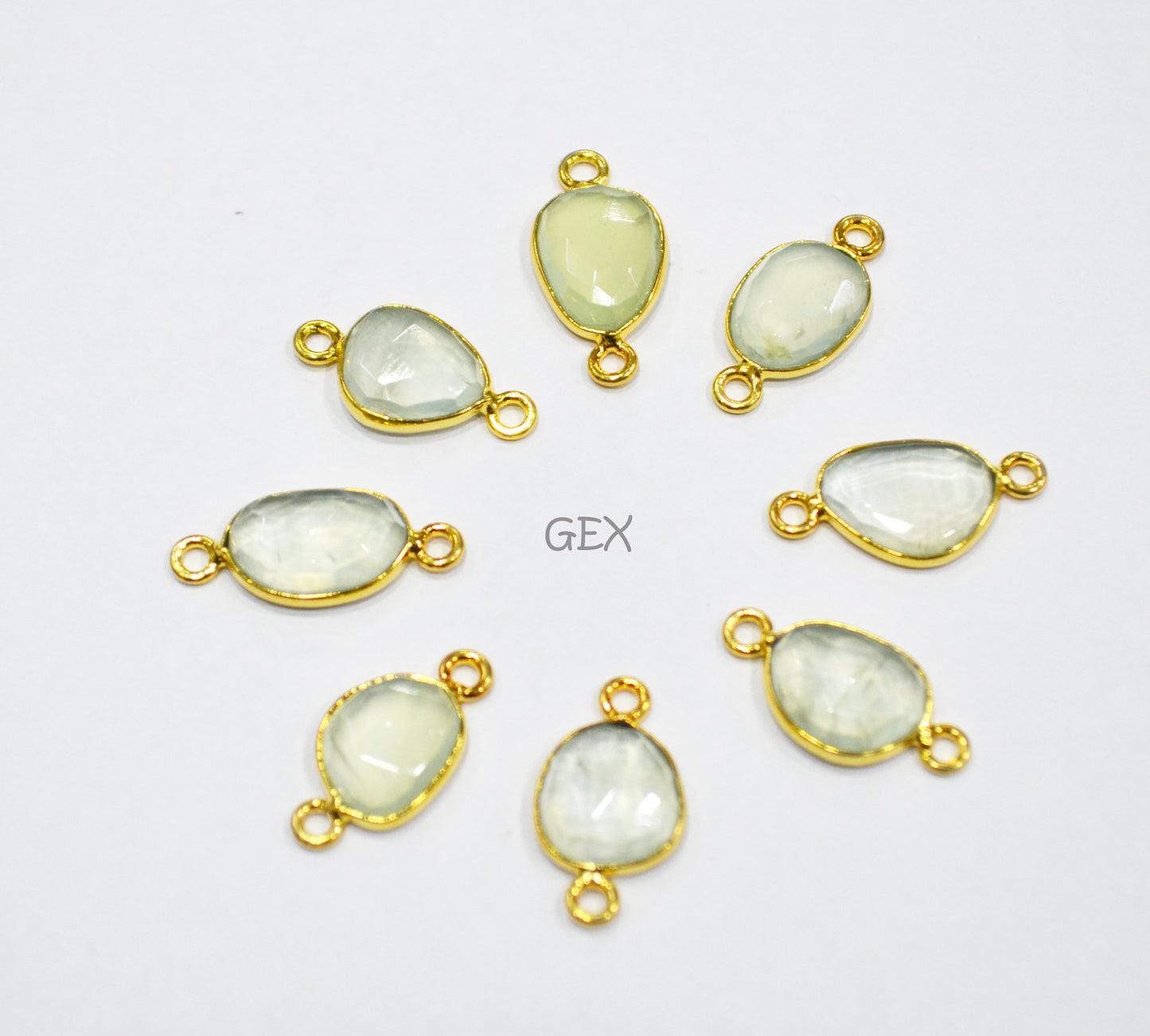 Natural Prehnite Faceted Free Form Shape Connector , Sold By Piece , 7x8 - 11x13 mm , RB-7228