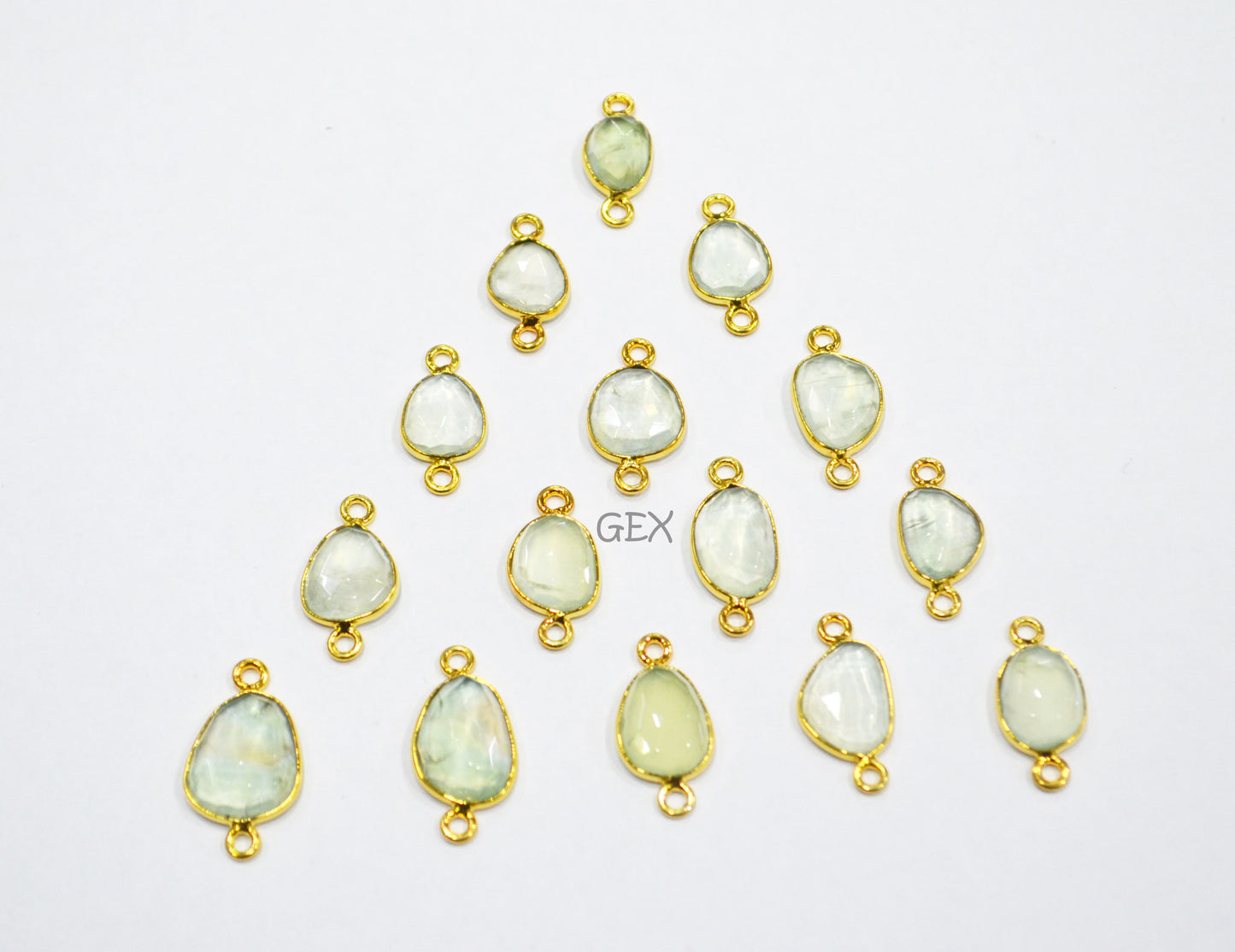 Natural Prehnite Faceted Free Form Shape Connector , Sold By Piece , 7x8 - 11x13 mm , RB-7228
