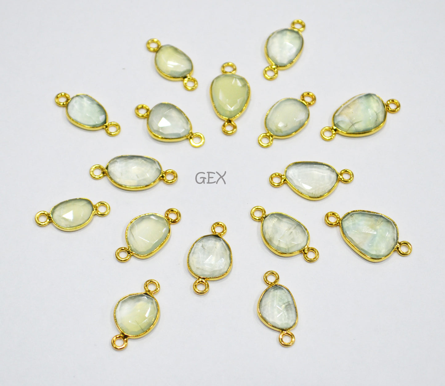 Natural Prehnite Faceted Free Form Shape Connector , Sold By Piece , 7x8 - 11x13 mm , RB-7228