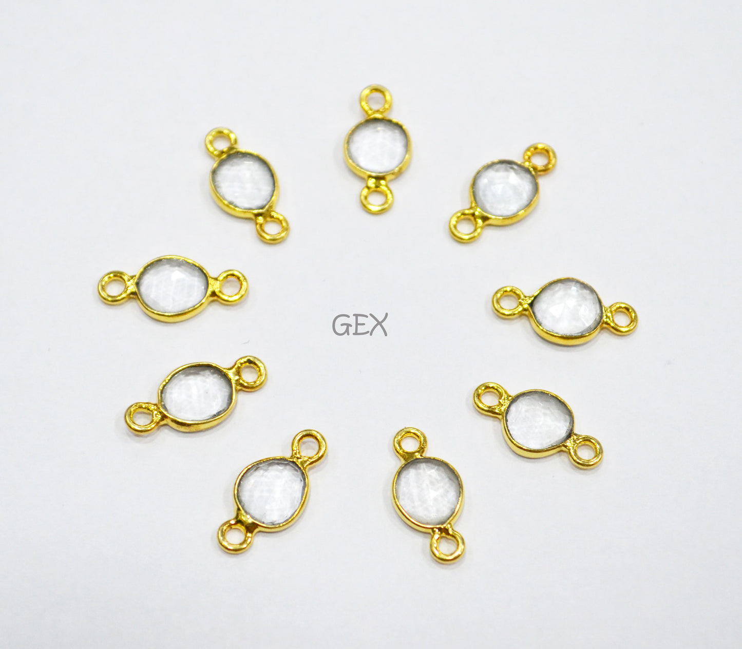 Rock Crystal Faceted Free Form Shape Connector , Sold By Piece , 7x8 - 8x10 mm , RB-7229