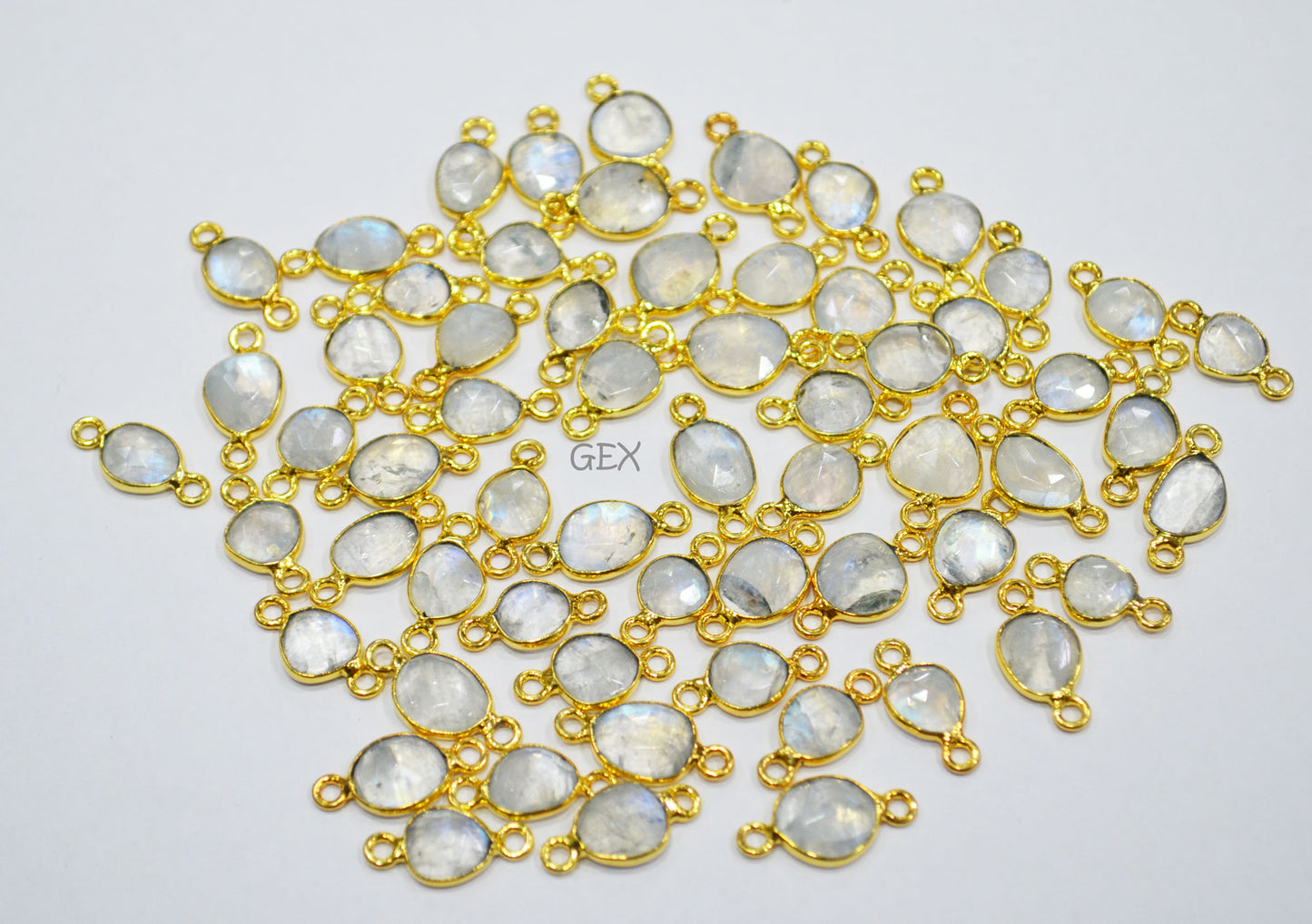 Rainbow Moonstone Faceted Free Form Shape Connector , Sold By Piece , 7x8 - 8x11 mm , RB-7230