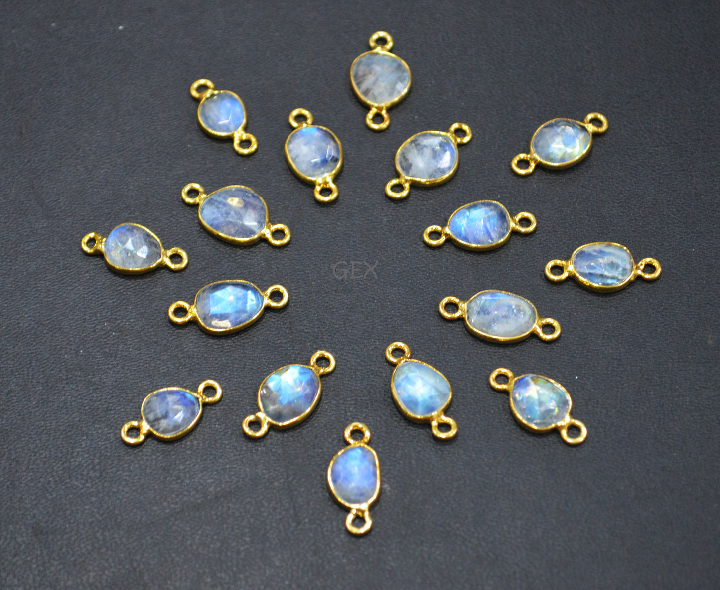 Rainbow Moonstone Faceted Free Form Shape Connector , Sold By Piece , 7x8 - 8x11 mm , RB-7230