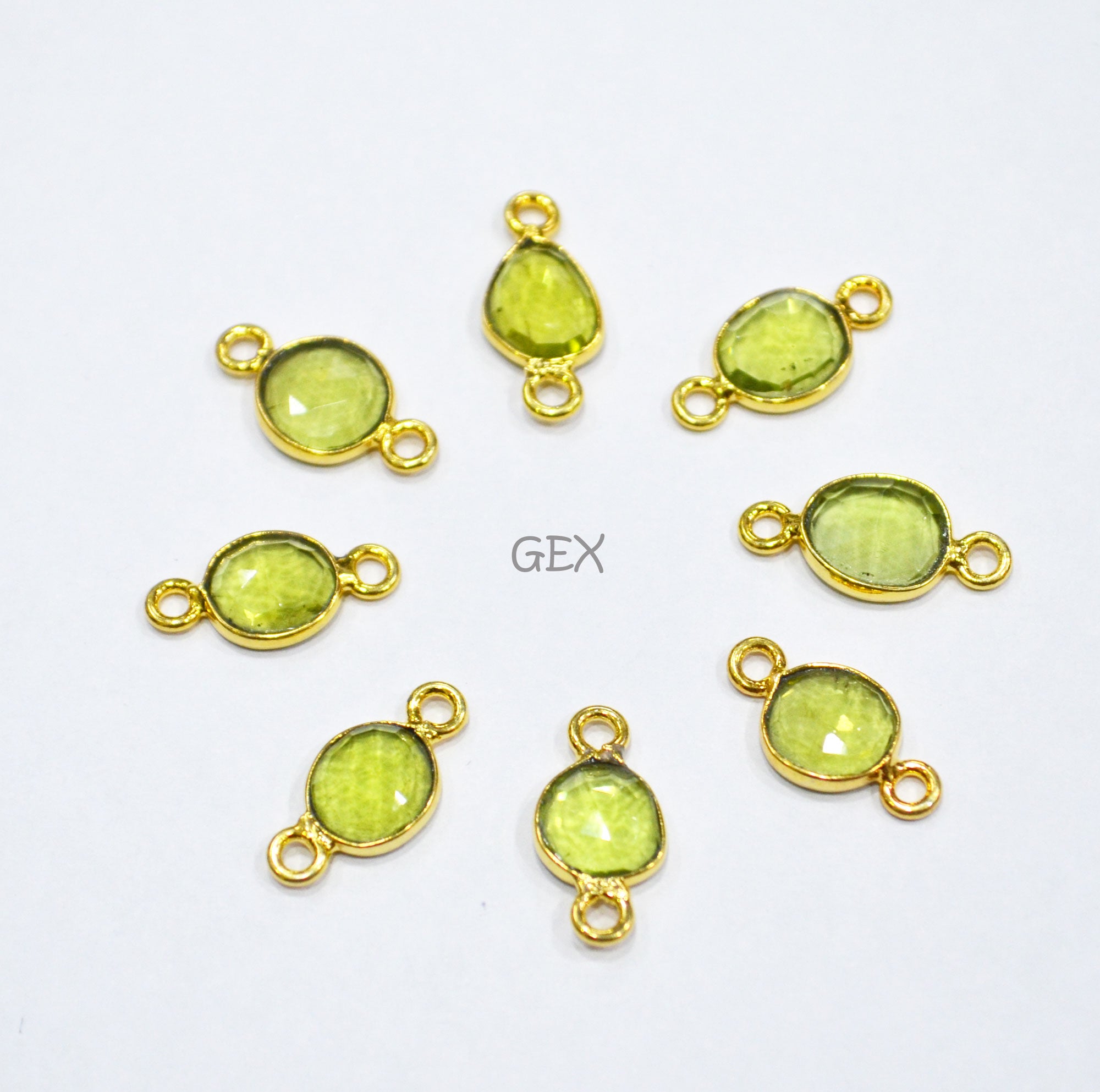 Natural Peridot Faceted Free Form Shape Connector , Sold By Piece , 7x9 - 8x11 mm , RB-7231