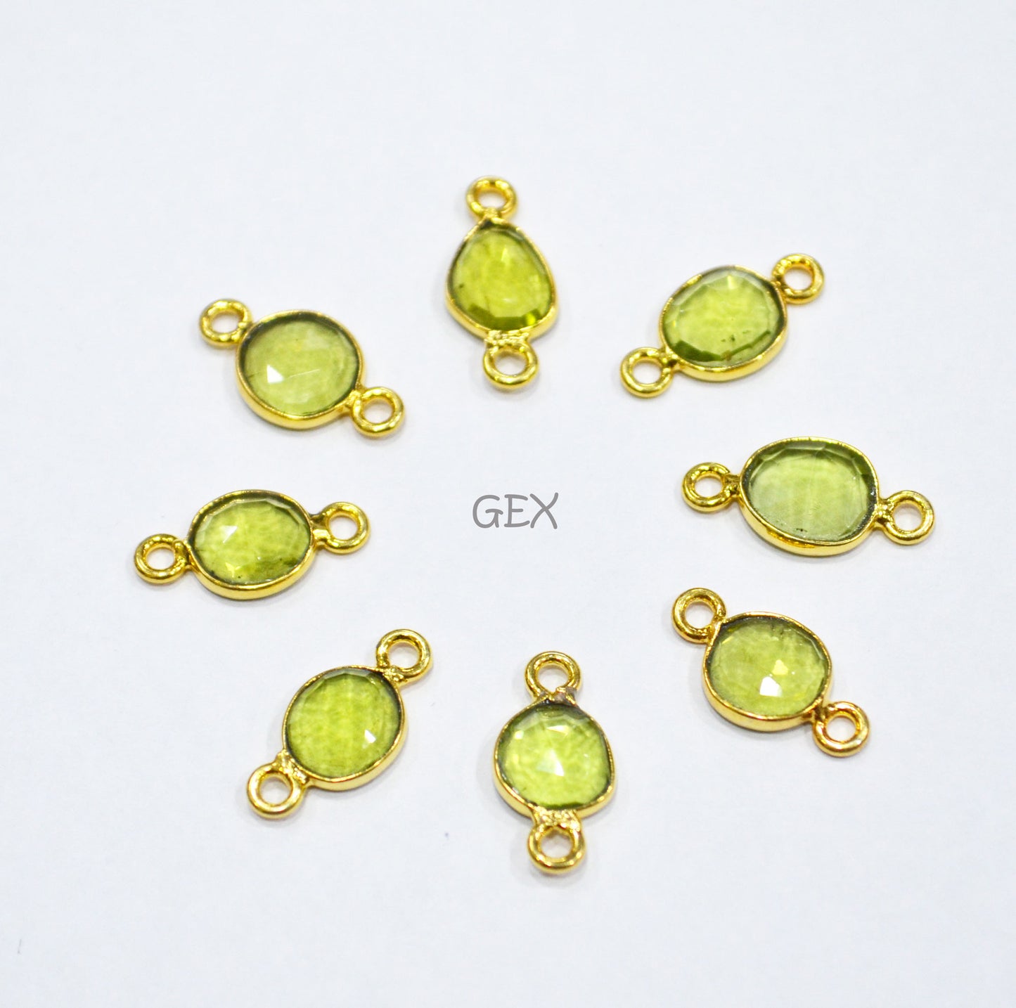 Natural Peridot Faceted Free Form Shape Connector , Sold By Piece , 7x9 - 8x11 mm , RB-7231