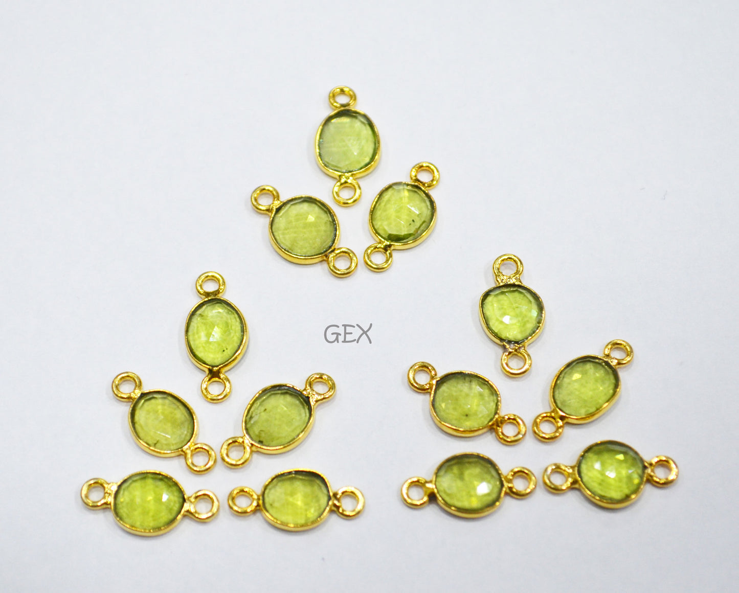 Natural Peridot Faceted Free Form Shape Connector , Sold By Piece , 7x9 - 8x11 mm , RB-7231
