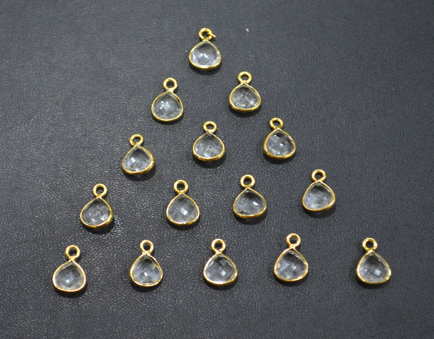 Rock Crystal Faceted Heart Shape Connector , Sold By Piece , 8 mm , RB-7232