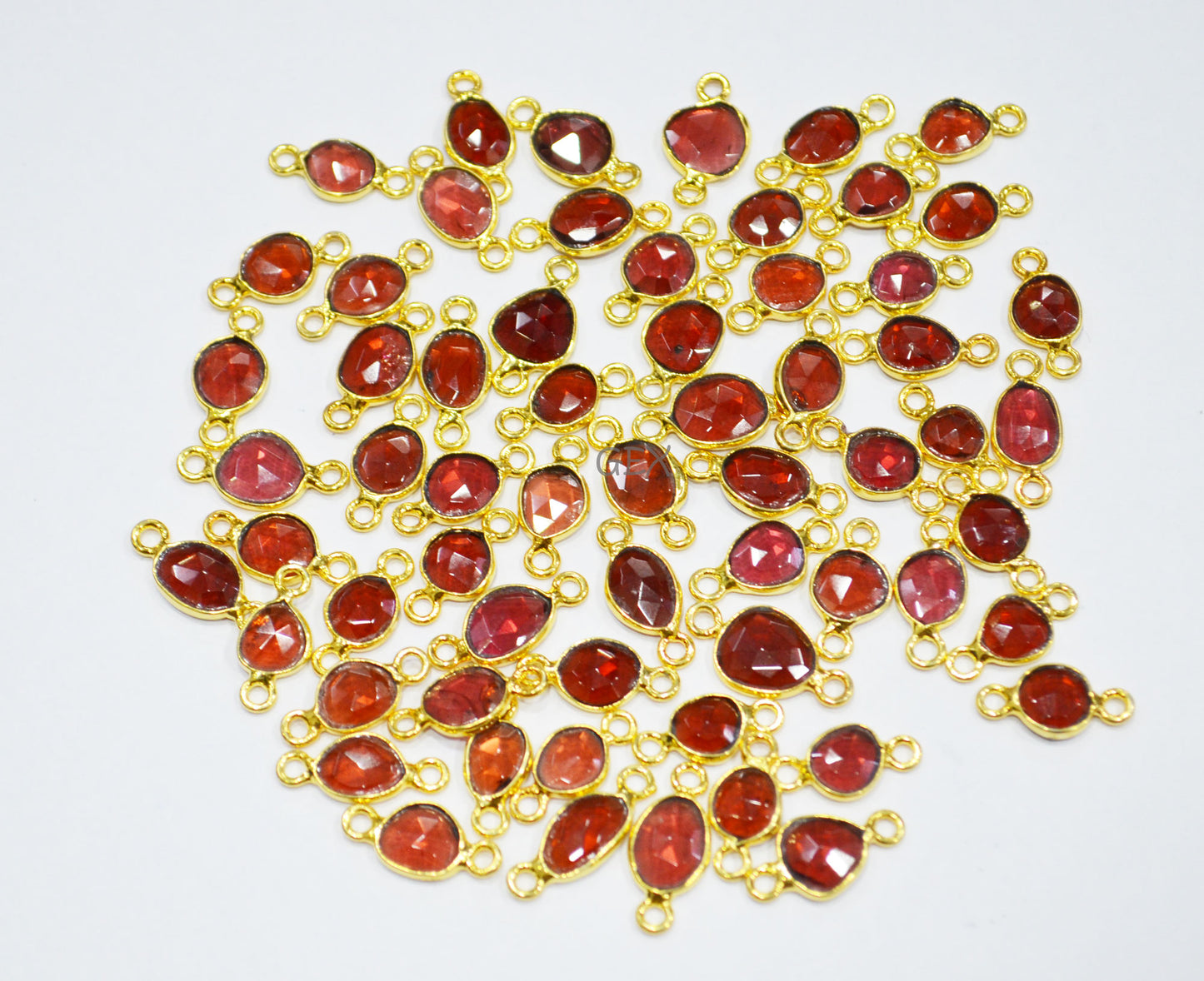 Mozambique Garnet Faceted Free Form Shape Connector , Sold By Piece , 7x9 - 9x12 mm , RB-7234