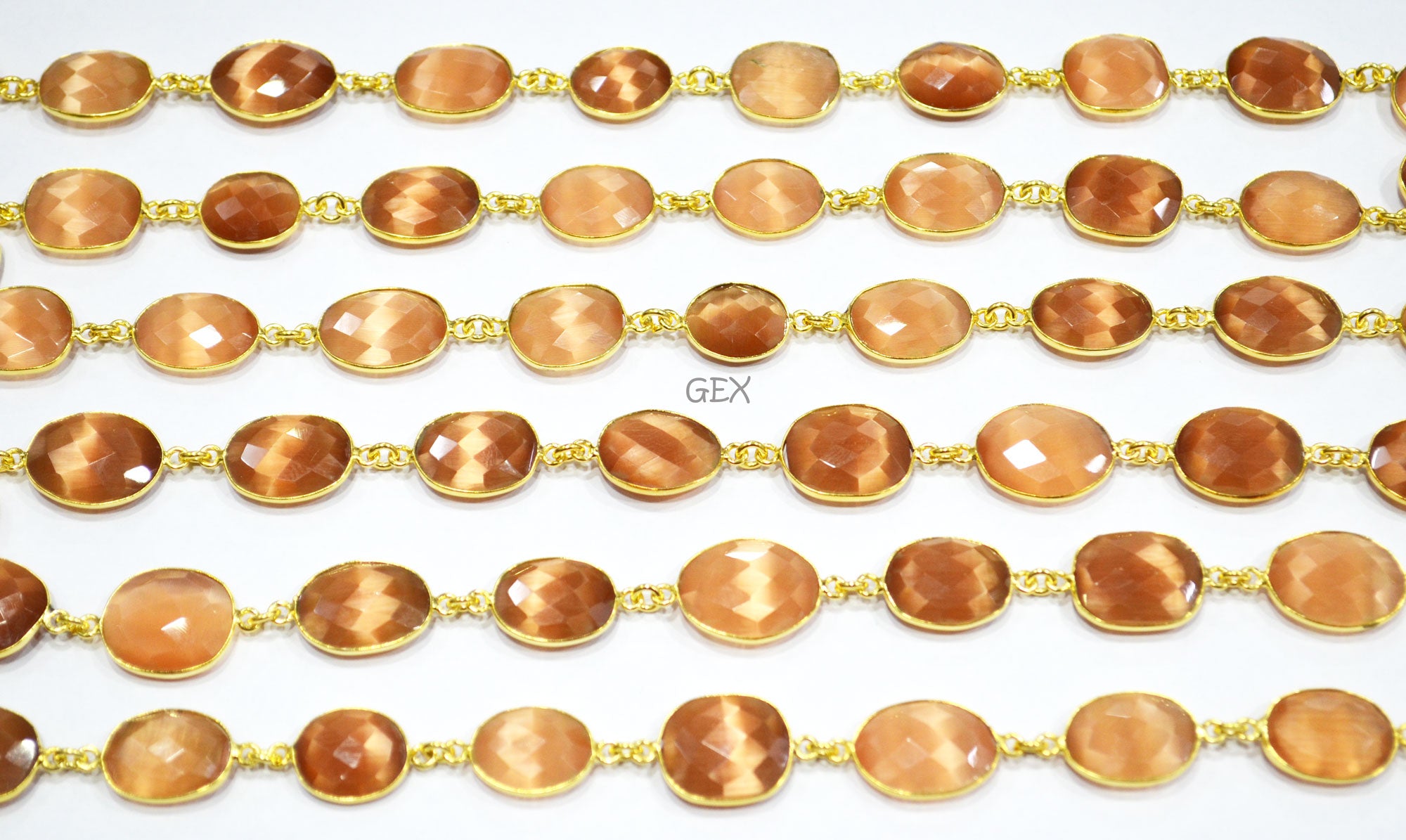 Champagne Color Hydro Glass Faceted Free Form Shape Connector Chain , 11x13 - 14x18 mm , RB-7241
