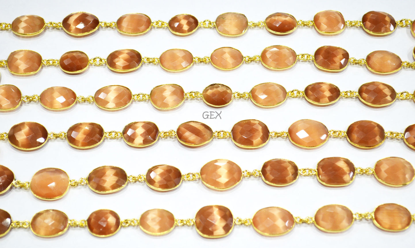 Champagne Color Hydro Glass Faceted Free Form Shape Connector Chain , 11x13 - 14x18 mm , RB-7241