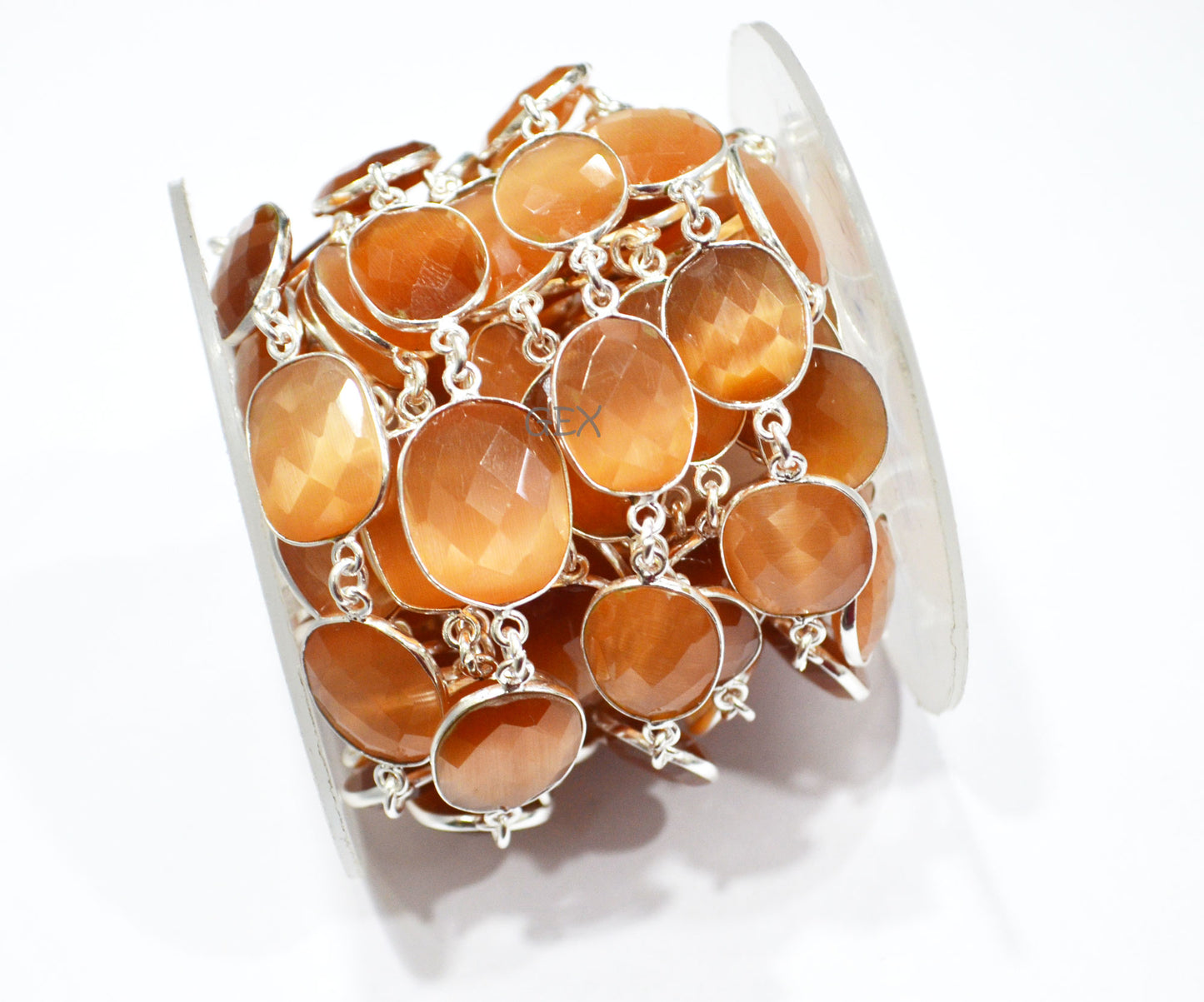 Champagne Color Hydro Glass Faceted Free Form Shape Connector Chain , 11x13 - 14x18 mm , RB-7241