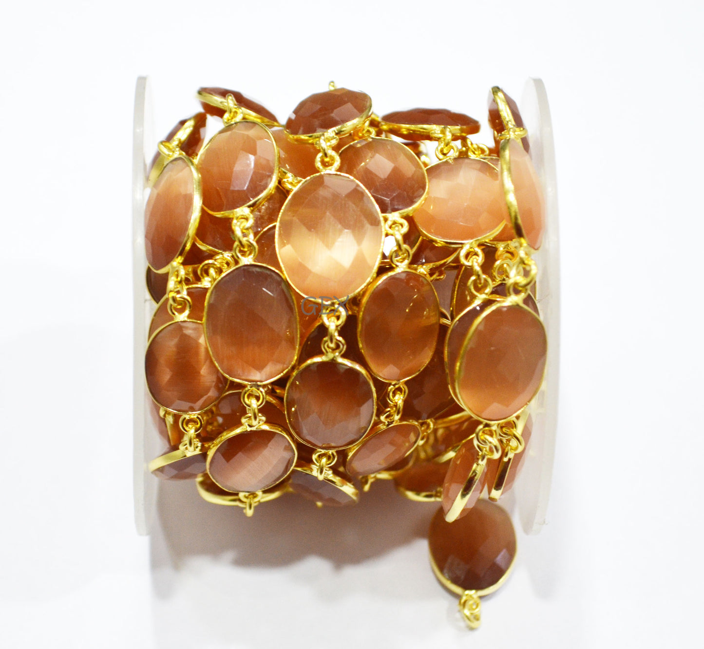 Champagne Color Hydro Glass Faceted Free Form Shape Connector Chain , 11x13 - 14x18 mm , RB-7241