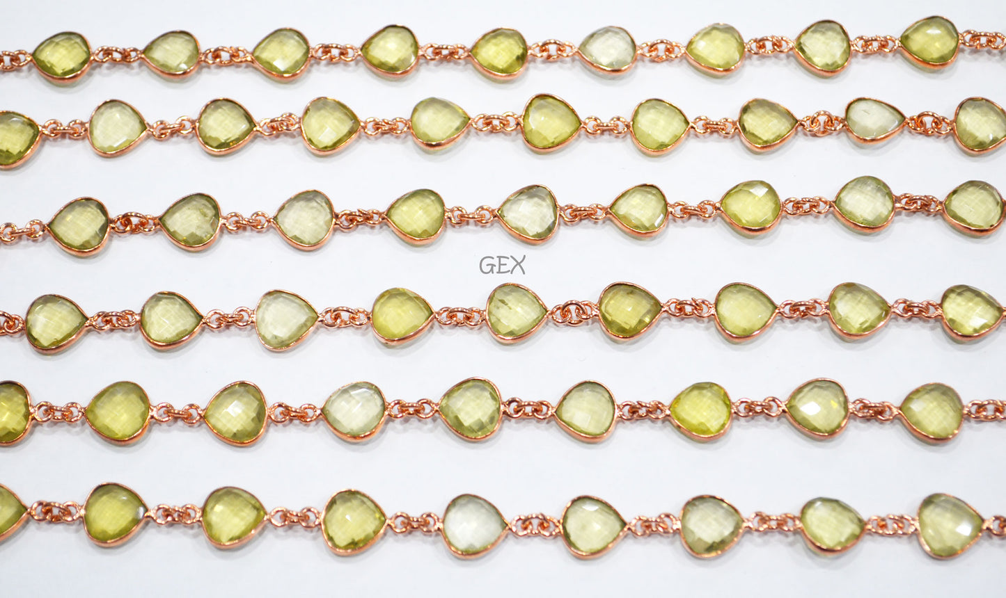 Natural Lemon Quartz Faceted Heart Shape Connector Chain , 11 mm , RB-7244