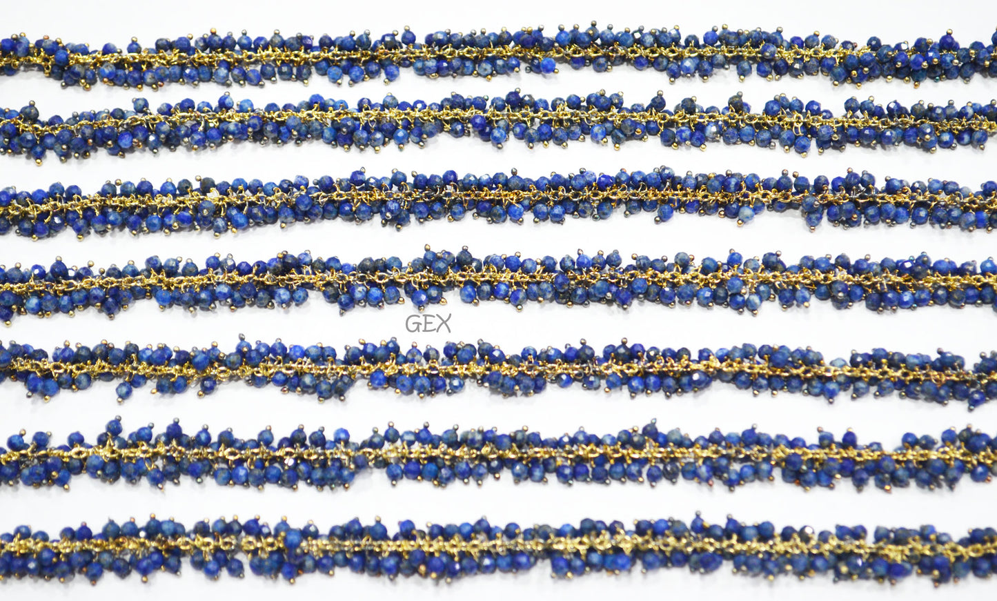 Lapis Lazuli Faceted Round Shape Grape Chain , Lapis Lazuli Angoori Cluster Wire Wrapped Chain , 3 mm , 7248
