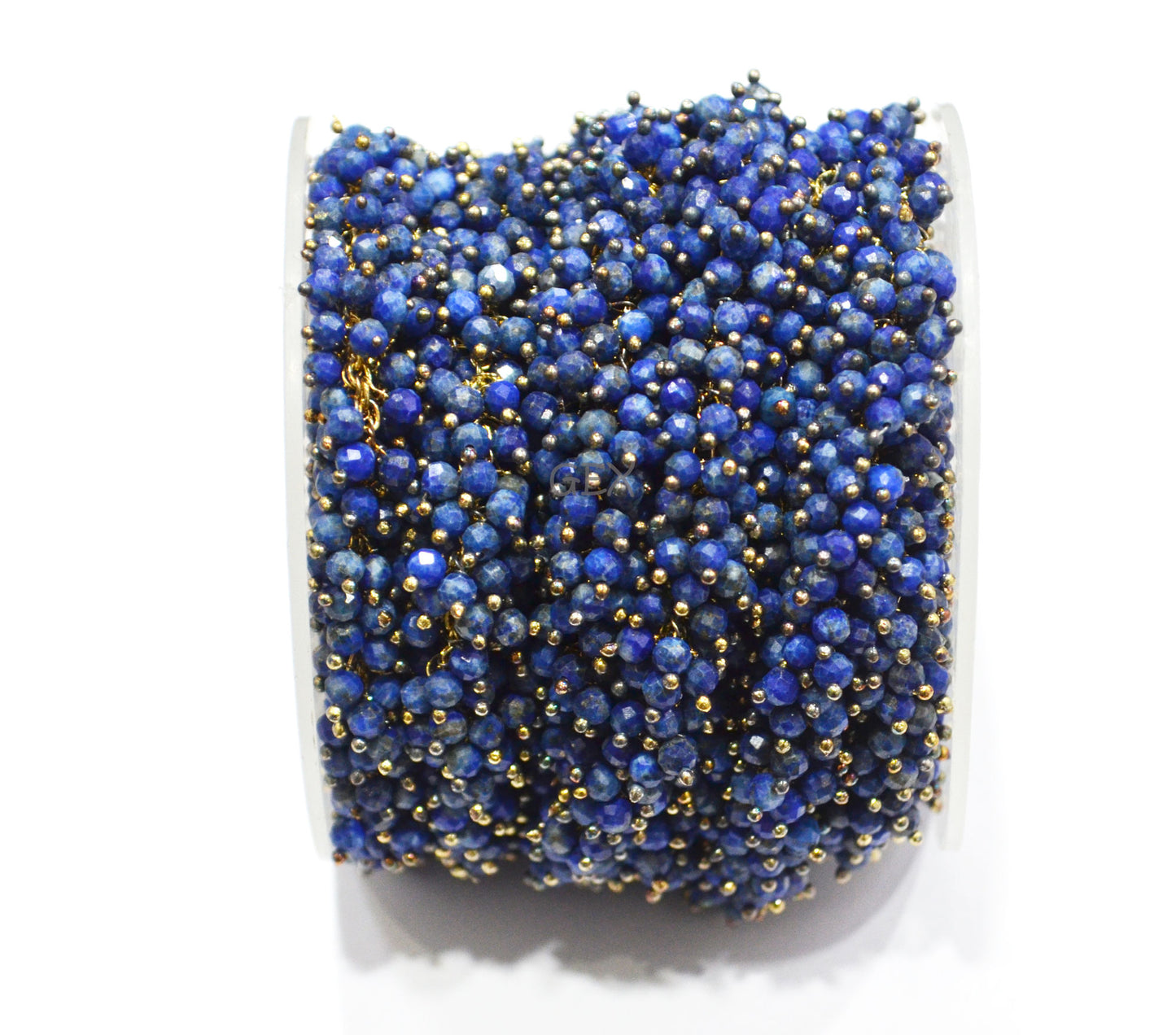 Lapis Lazuli Faceted Round Shape Grape Chain , Lapis Lazuli Angoori Cluster Wire Wrapped Chain , 3 mm , 7248