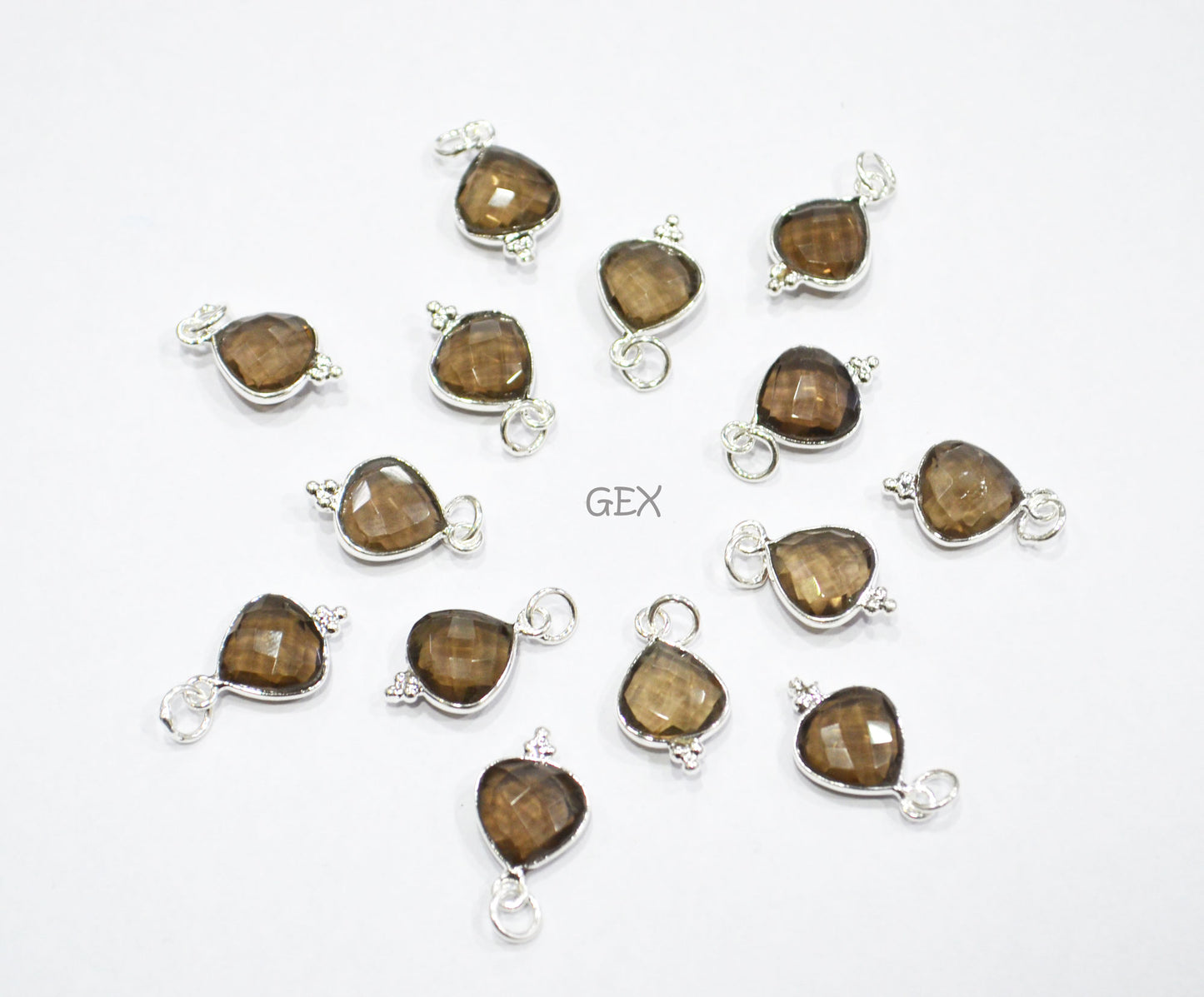 Multi Semi Precious Faceted Heart Shape Connector ,Multi Semi Precious Gemstone Single Bail Bezel Pendant , Sold By Piece , 10 - 11 mm ,7256