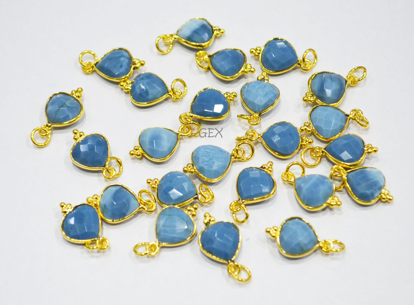 Multi Semi Precious Faceted Heart Shape Connector ,Multi Semi Precious Gemstone Single Bail Bezel Pendant , Sold By Piece , 10 - 11 mm ,7256