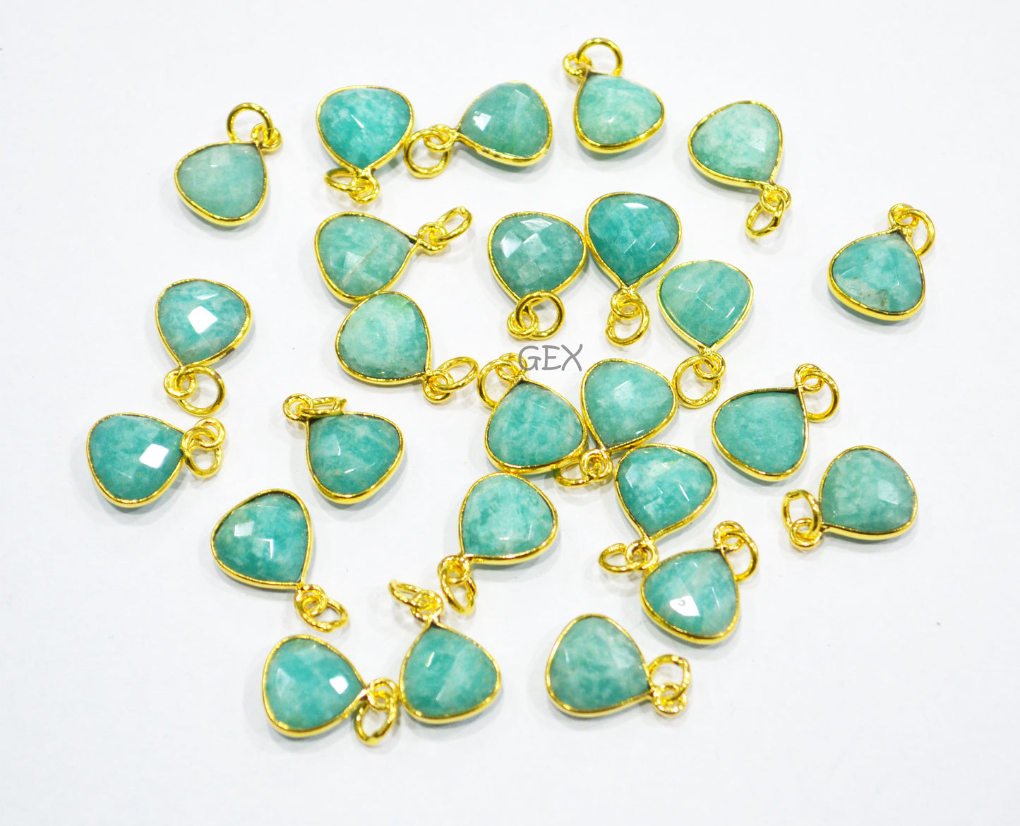 Multi Semi Precious Faceted Heart Shape Connector ,Multi Semi Precious Gemstone Single Bail Bezel Pendant , Sold By Piece , 10 - 11 mm ,7257