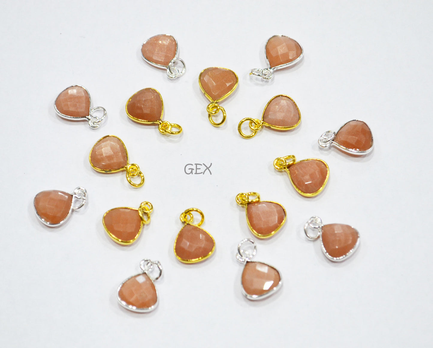 Multi Semi Precious Faceted Heart Shape Connector ,Multi Semi Precious Gemstone Single Bail Bezel Pendant , Sold By Piece , 10 - 11 mm ,7257