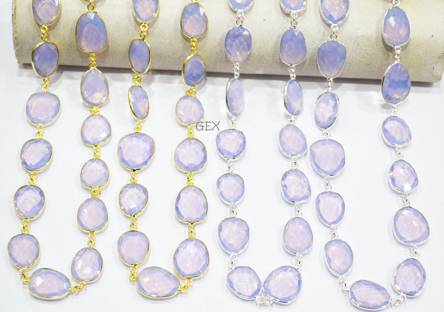 Lavender Hydro Quartz Faceted Free Form Shape Connector Chain , 13 - 20 mm , RB-7262