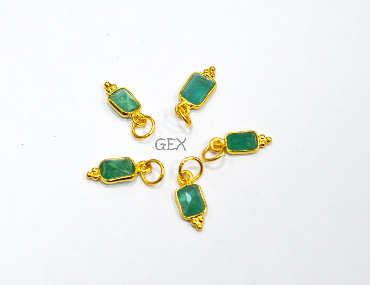 Natural Emerald Cut Baguette Shape Single Bail Connector , Natural Emerald Bezel Pendant , Sold By Piece , 7 - 10 mm , RB-7263
