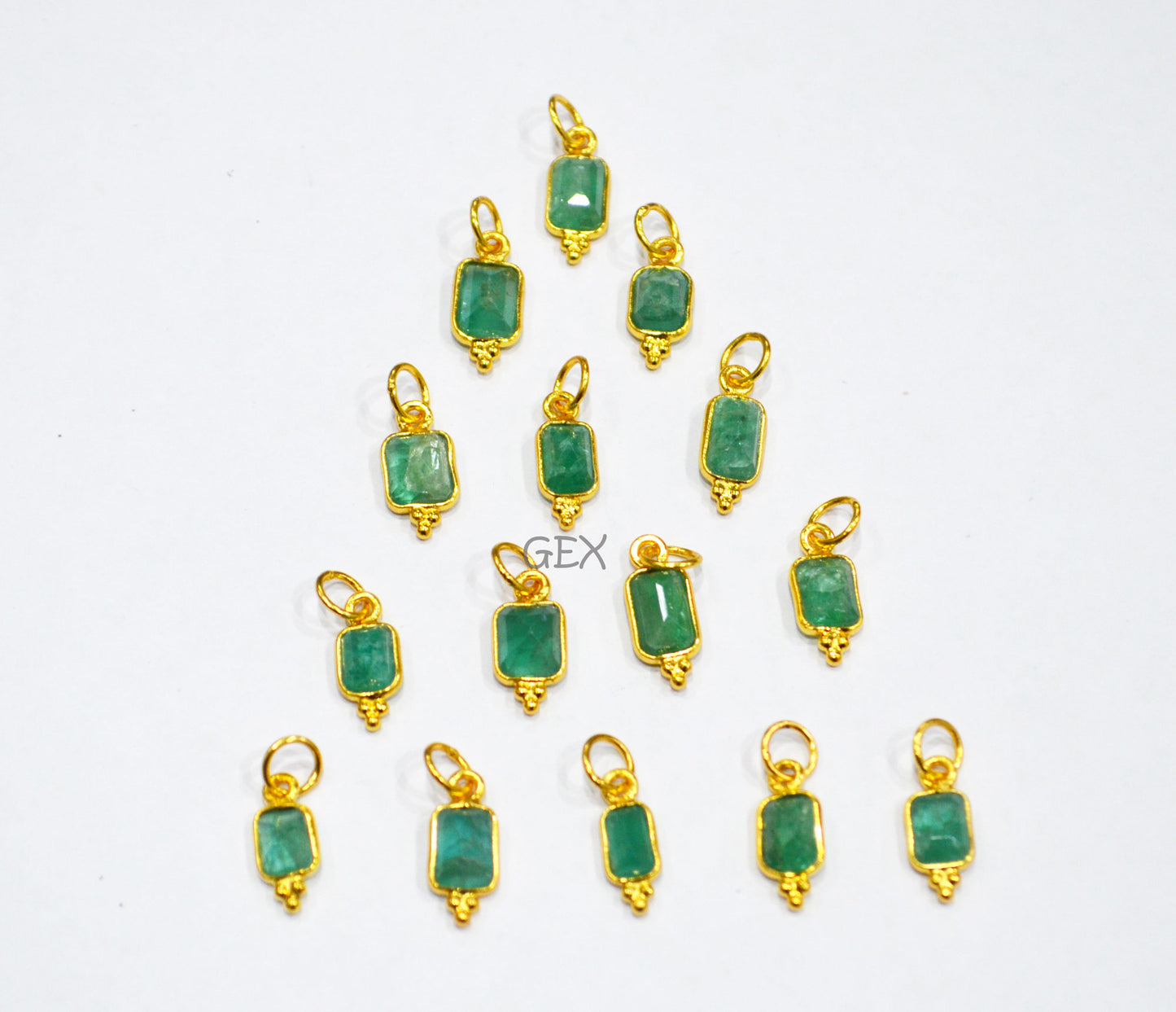 Natural Emerald Cut Baguette Shape Single Bail Connector , Natural Emerald Bezel Pendant , Sold By Piece , 7 - 10 mm , RB-7263