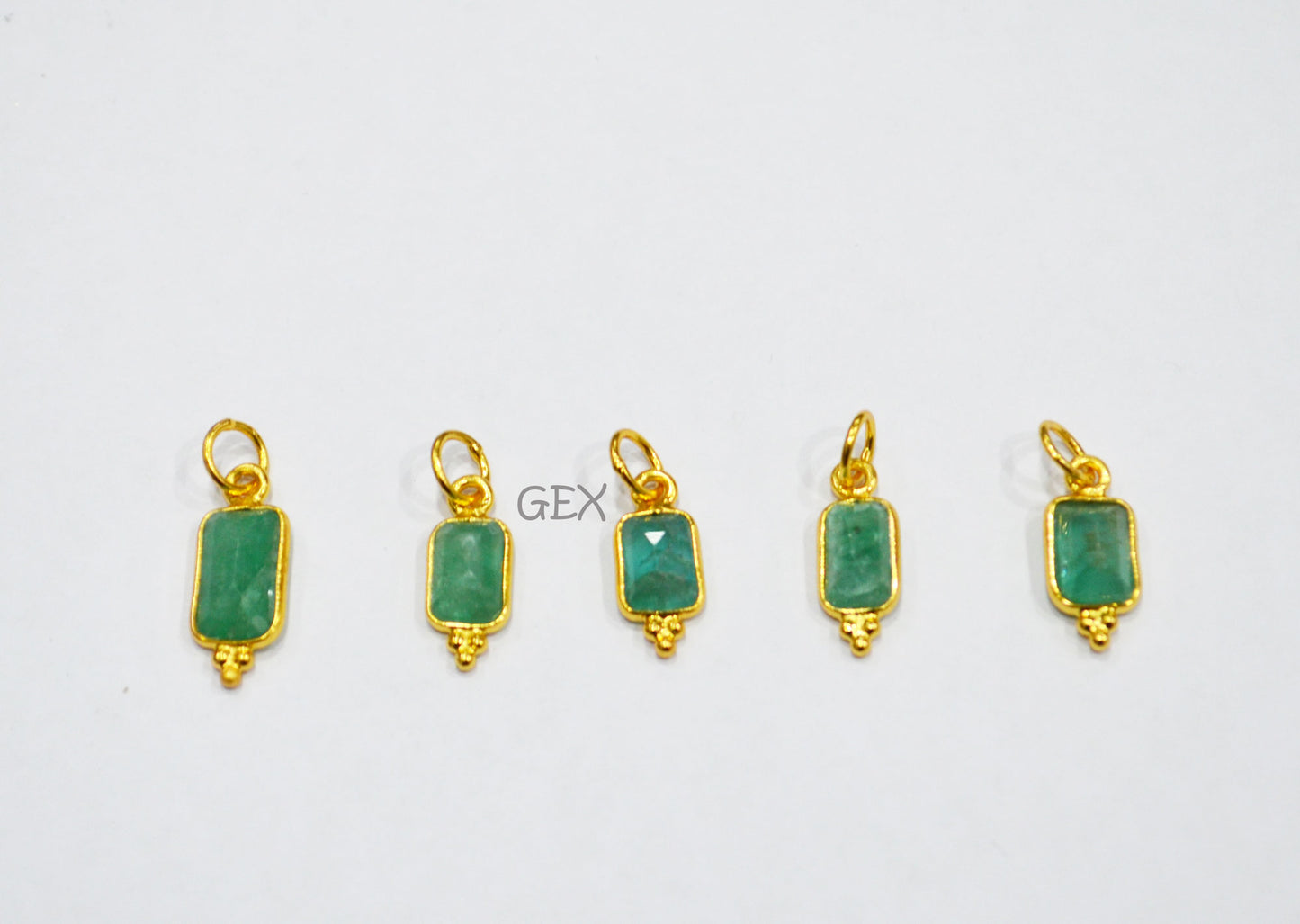 Natural Emerald Cut Baguette Shape Single Bail Connector , Natural Emerald Bezel Pendant , Sold By Piece , 7 - 10 mm , RB-7263