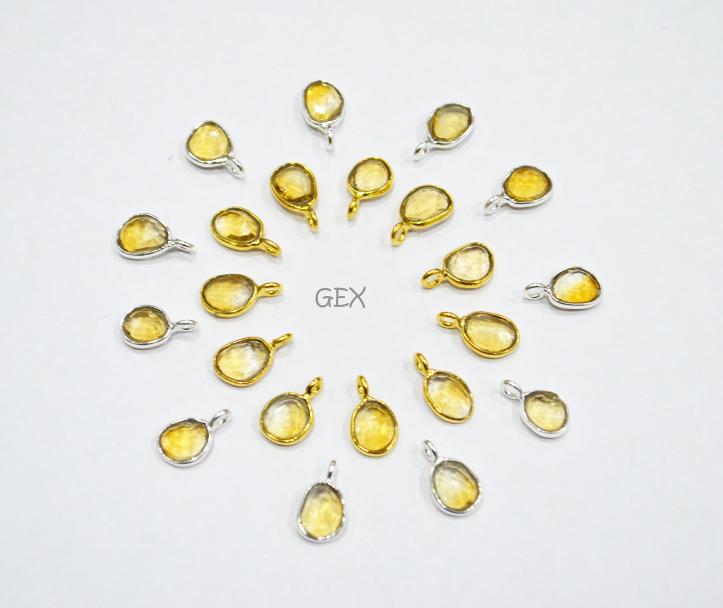 Citrine Faceted Slice Shape Connector , Sold By Piece , 7 - 10 mm , RB-7264