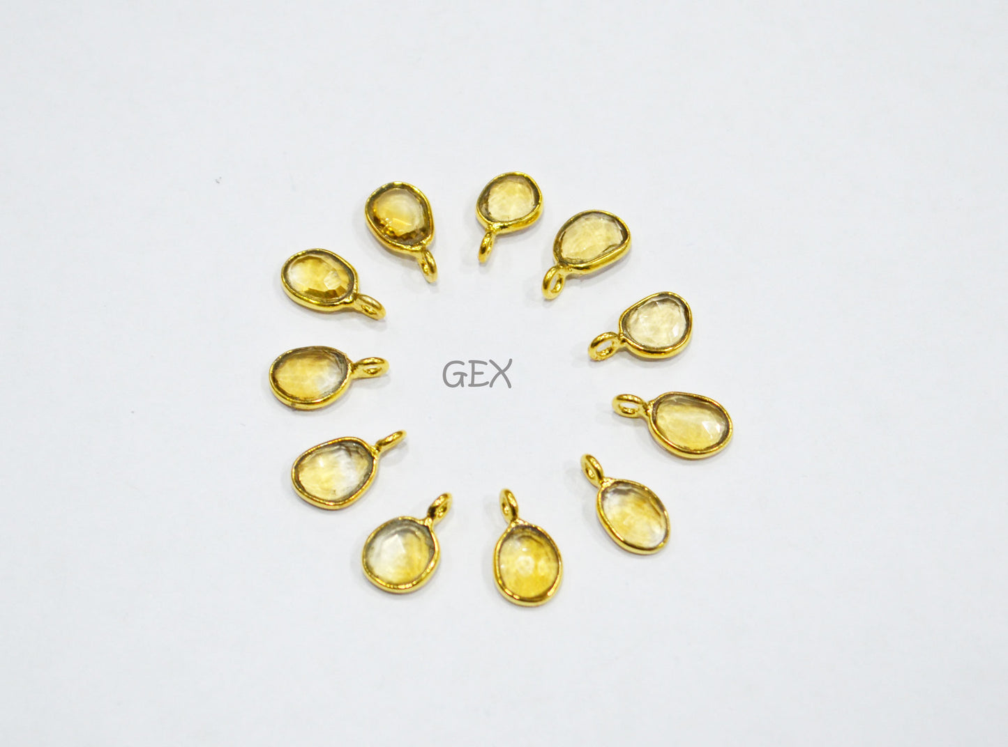 Citrine Faceted Slice Shape Connector , Sold By Piece , 7 - 10 mm , RB-7264