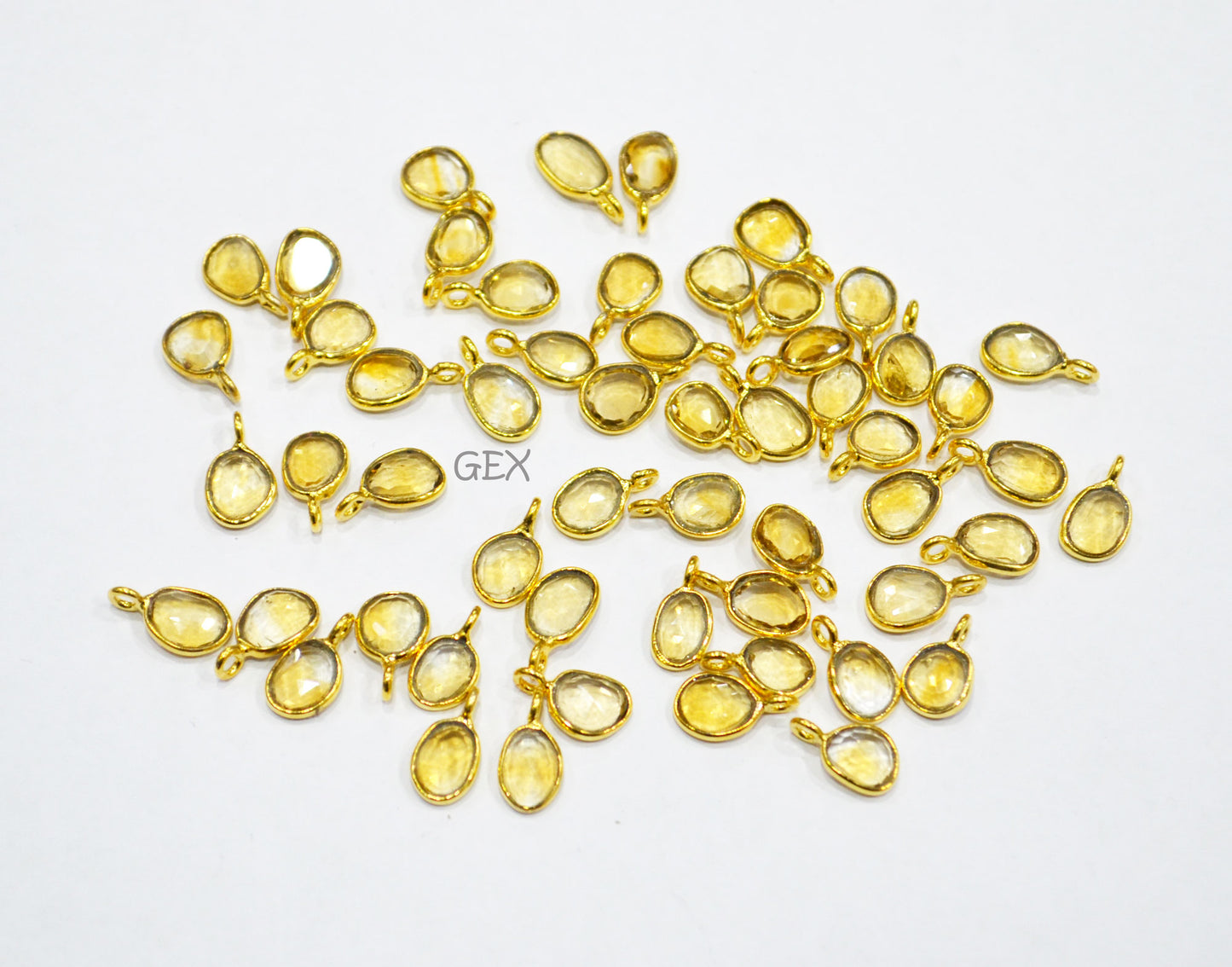 Citrine Faceted Slice Shape Connector , Sold By Piece , 7 - 10 mm , RB-7264