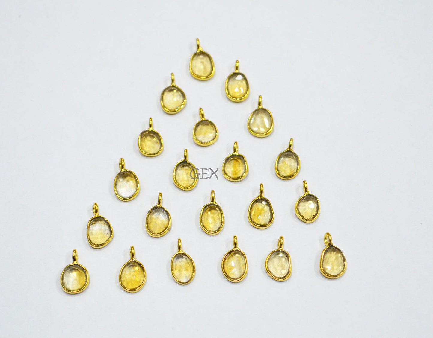 Citrine Faceted Slice Shape Connector , Sold By Piece , 7 - 10 mm , RB-7264