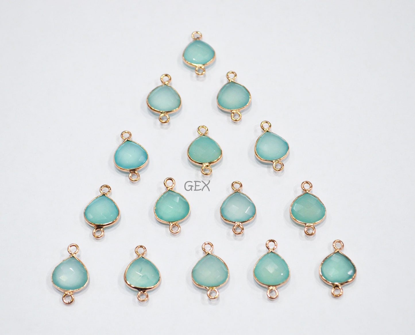 Aqua Chalcedony Faceted Heart Shape Connector , Sold By Piece , 10 mm , RB-7265