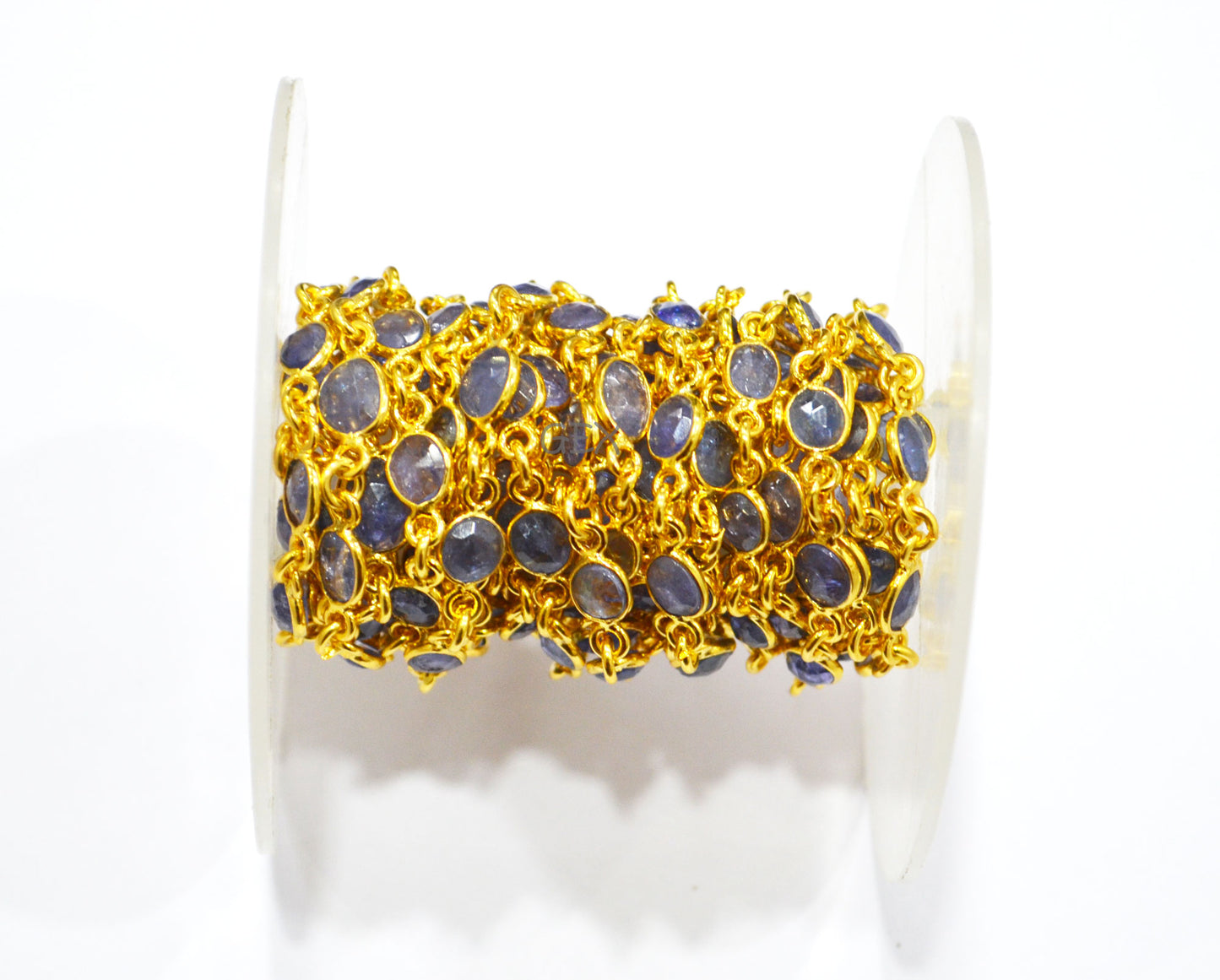 Tanzanite Faceted Slice Shape Connector Chain , Tanzanite Free Form Shape Bezel Link Chain , 4x5 - 6x8 mm , RB-7297