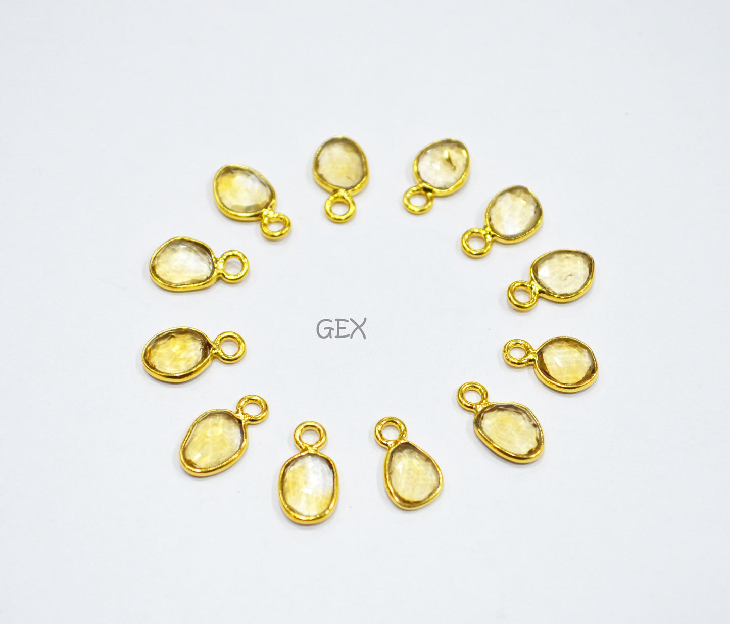 Citrine Faceted Slice Shape Connector , Sold By Piece , 5 - 8 mm , RB-7298