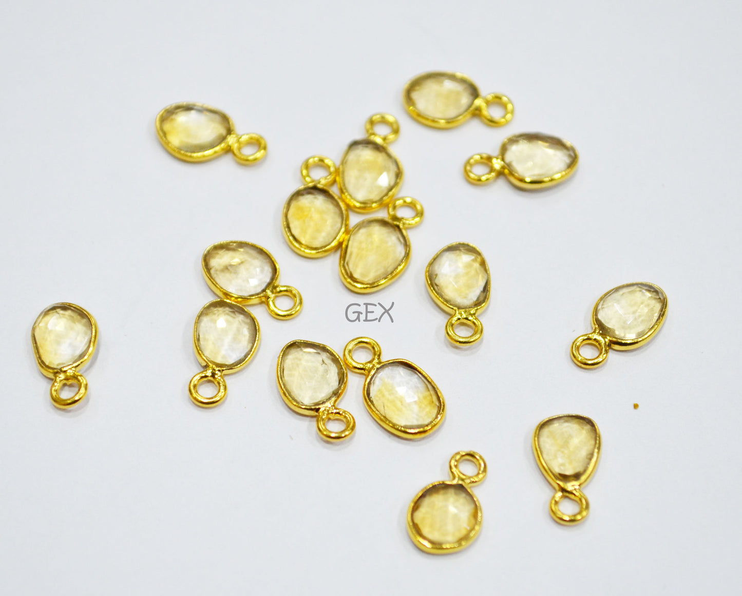 Citrine Faceted Slice Shape Connector , Sold By Piece , 5 - 8 mm , RB-7298