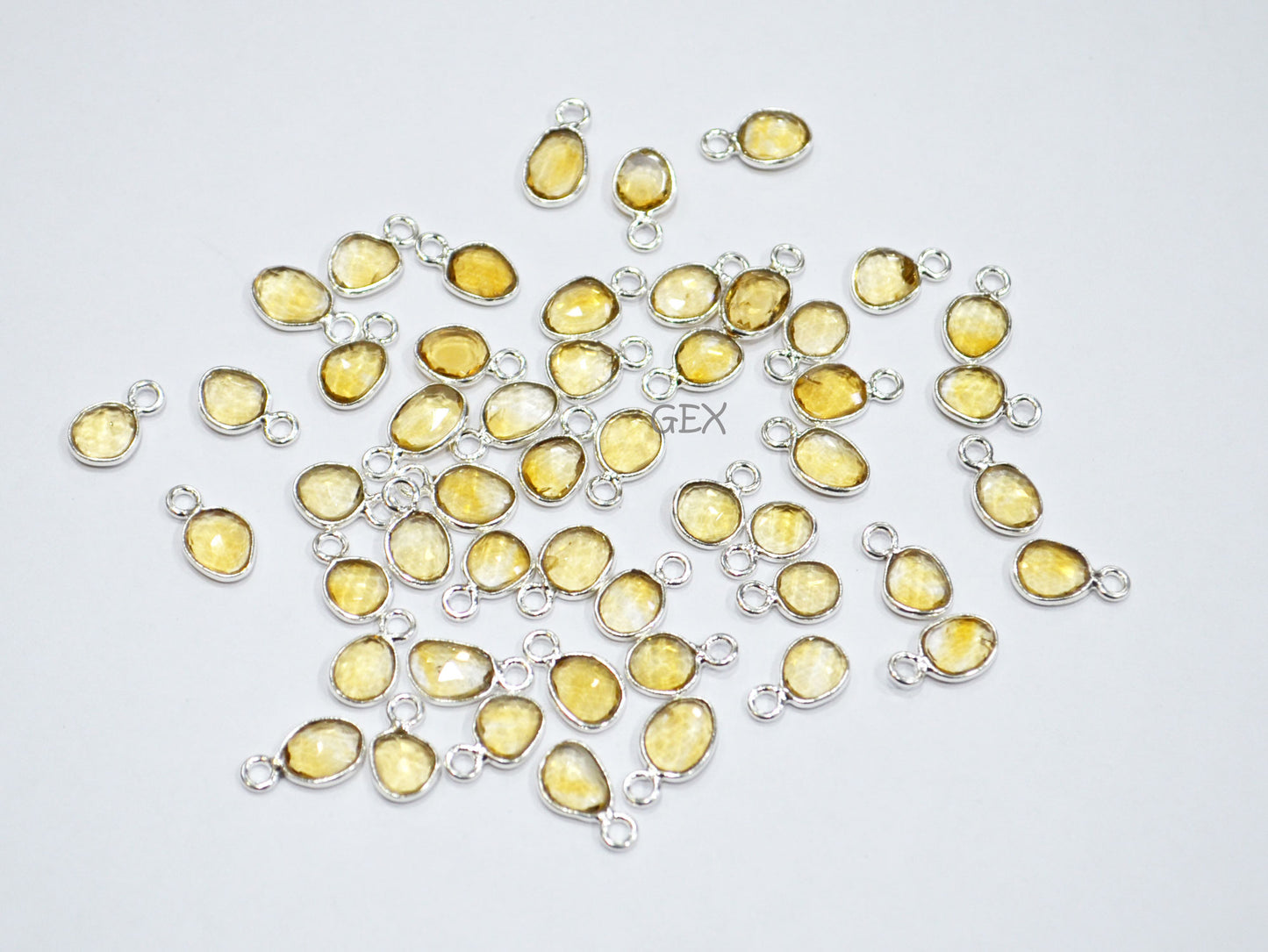 Citrine Faceted Slice Shape Connector , Sold By Piece , 5 - 8 mm , RB-7298