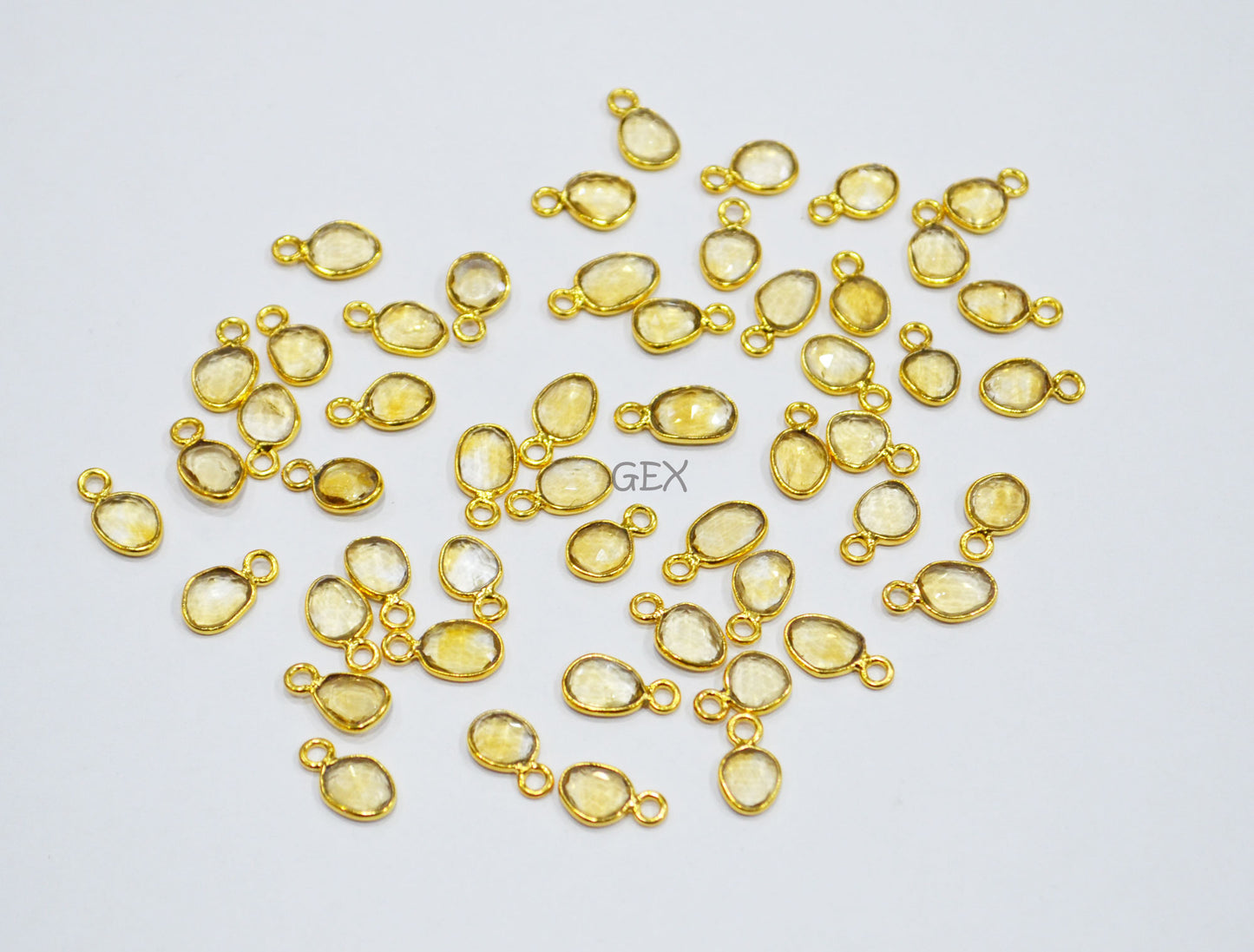Citrine Faceted Slice Shape Connector , Sold By Piece , 5 - 8 mm , RB-7298