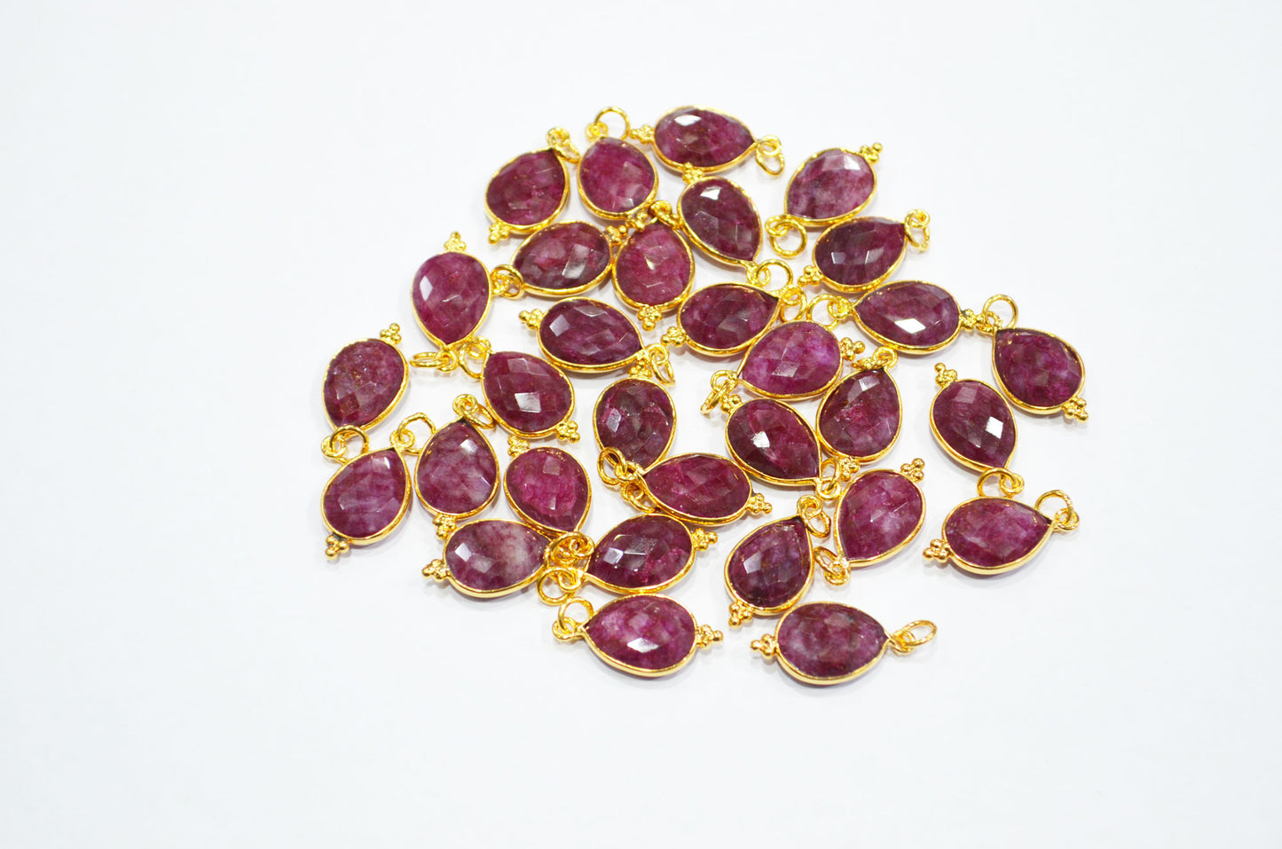 Dyed Ruby Faceted Pear Shape Connector , Sold By Piece , 11x22 mm , RB-7307