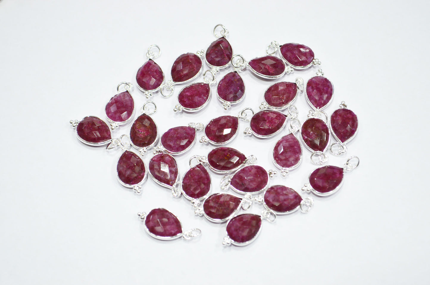 Dyed Ruby Faceted Pear Shape Connector , Sold By Piece , 11x22 mm , RB-7307