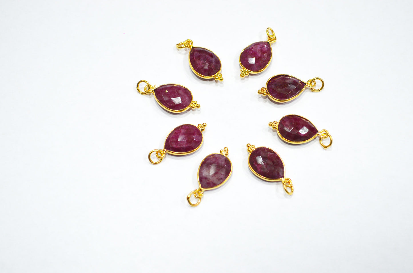 Dyed Ruby Faceted Pear Shape Connector , Sold By Piece , 11x22 mm , RB-7307