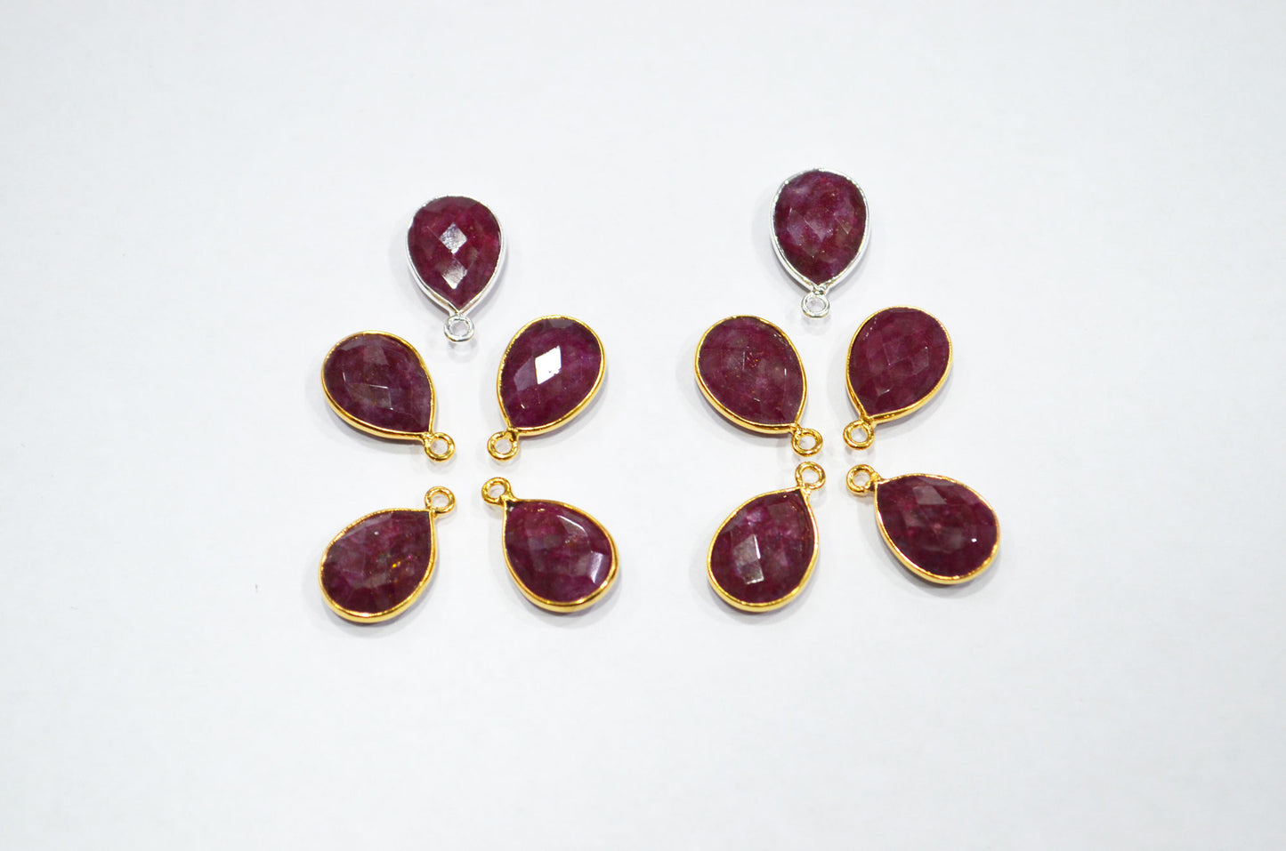 Dyed Ruby Faceted Pear Shape Connector , Sold By Piece , 11x19 mm , RB-7308