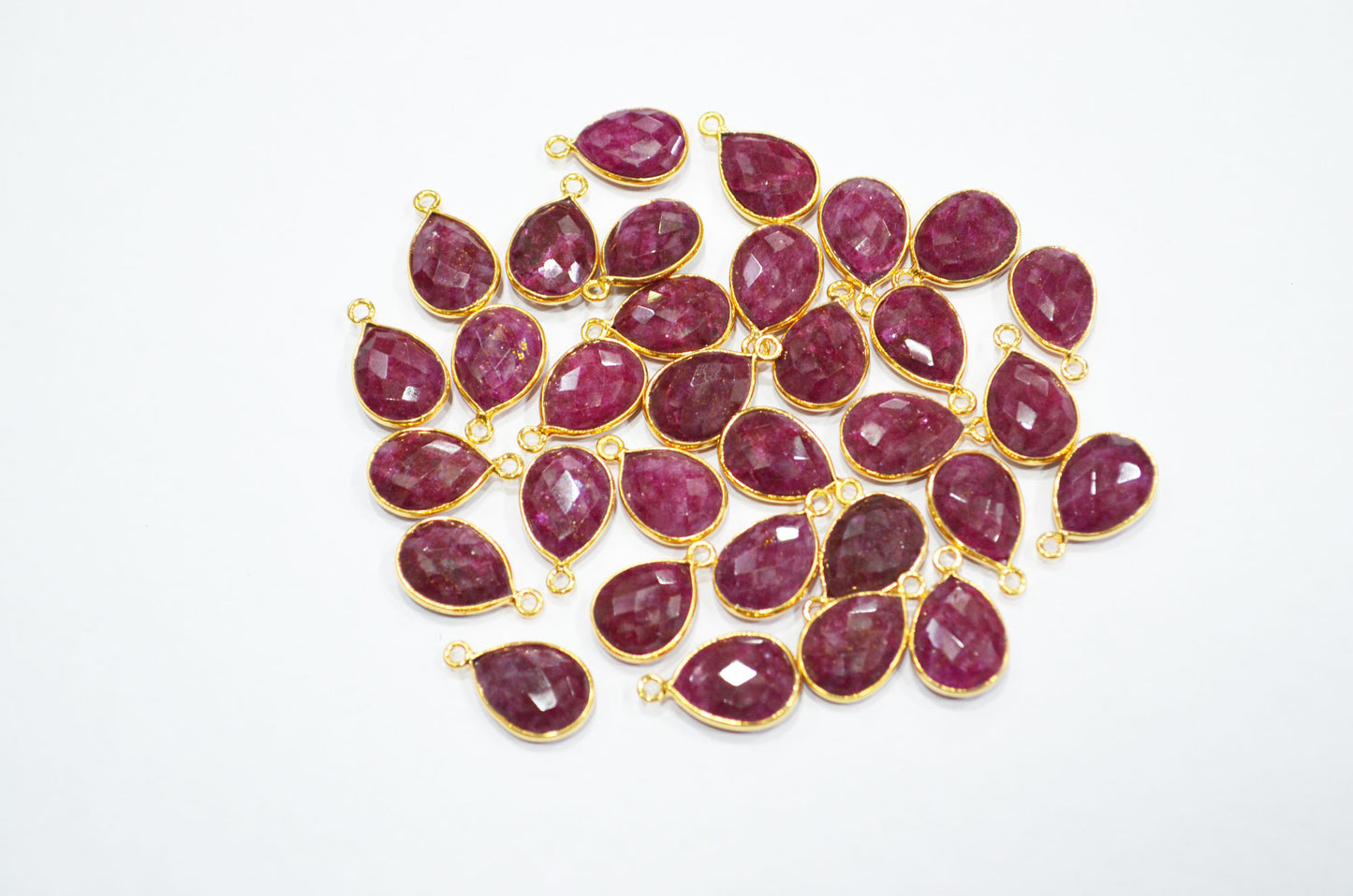 Dyed Ruby Faceted Pear Shape Connector , Sold By Piece , 11x19 mm , RB-7308