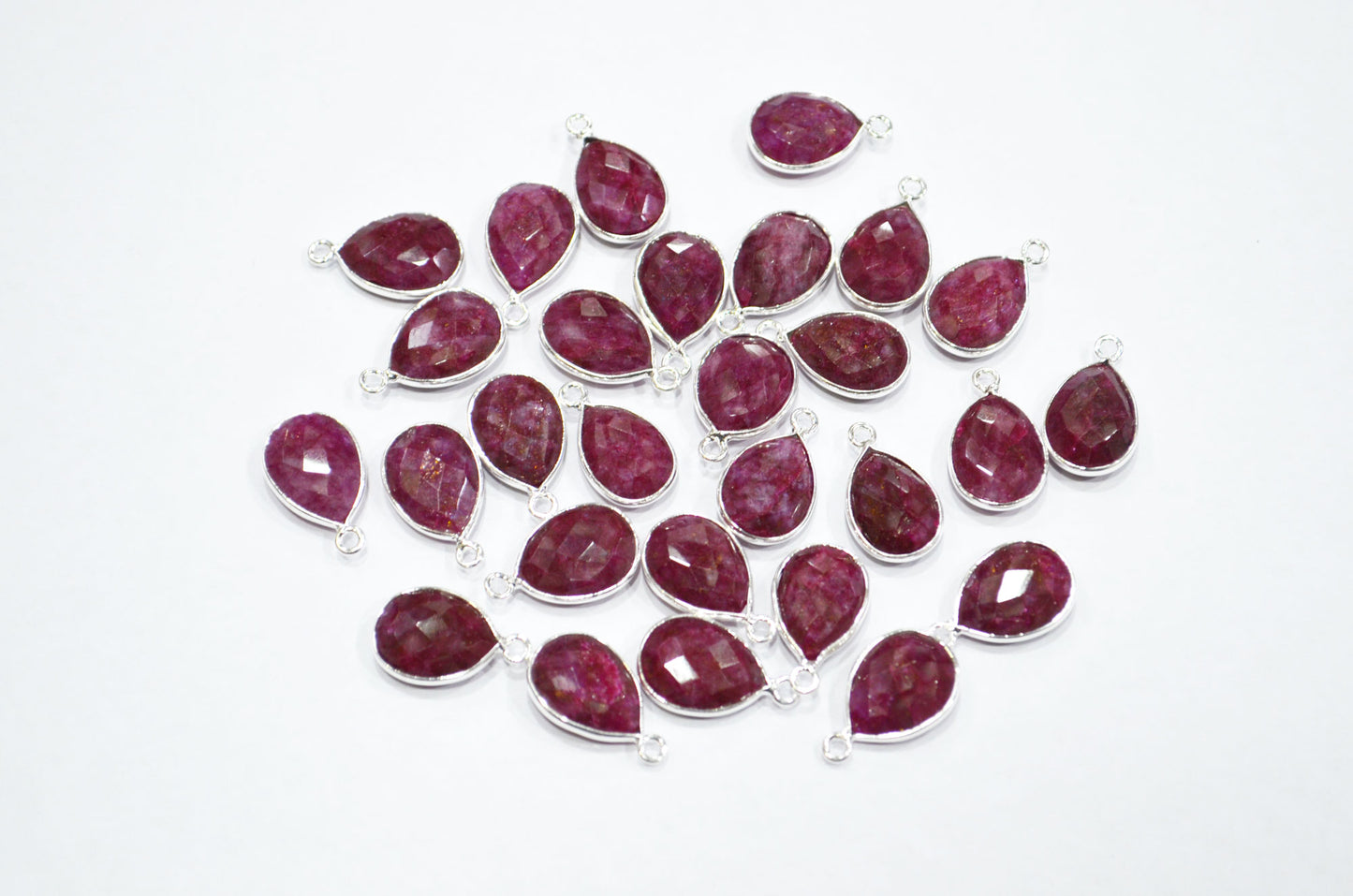 Dyed Ruby Faceted Pear Shape Connector , Sold By Piece , 11x19 mm , RB-7308