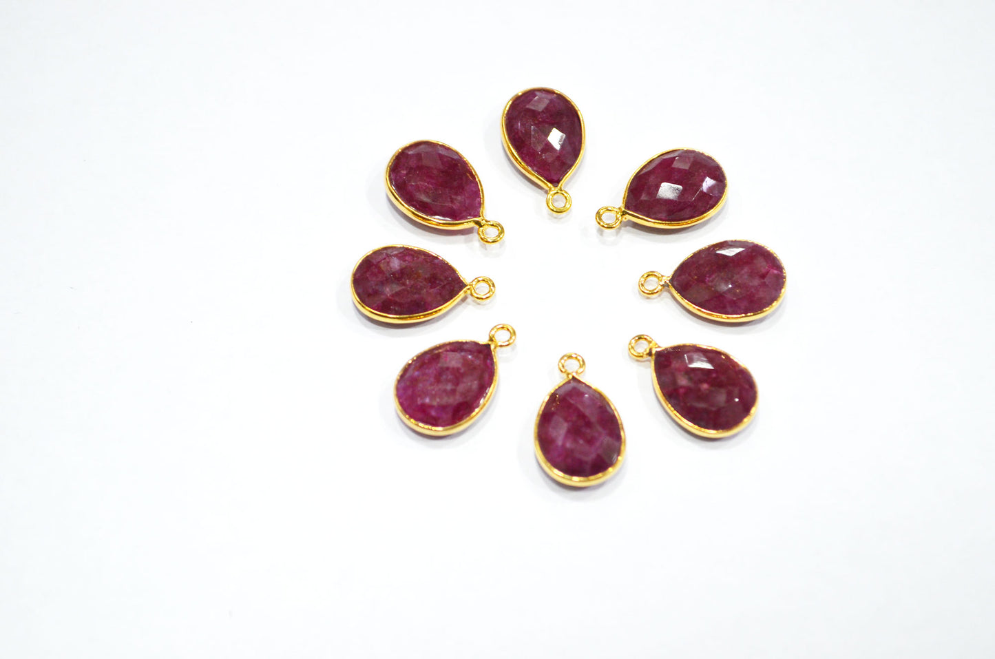 Dyed Ruby Faceted Pear Shape Connector , Sold By Piece , 11x19 mm , RB-7308