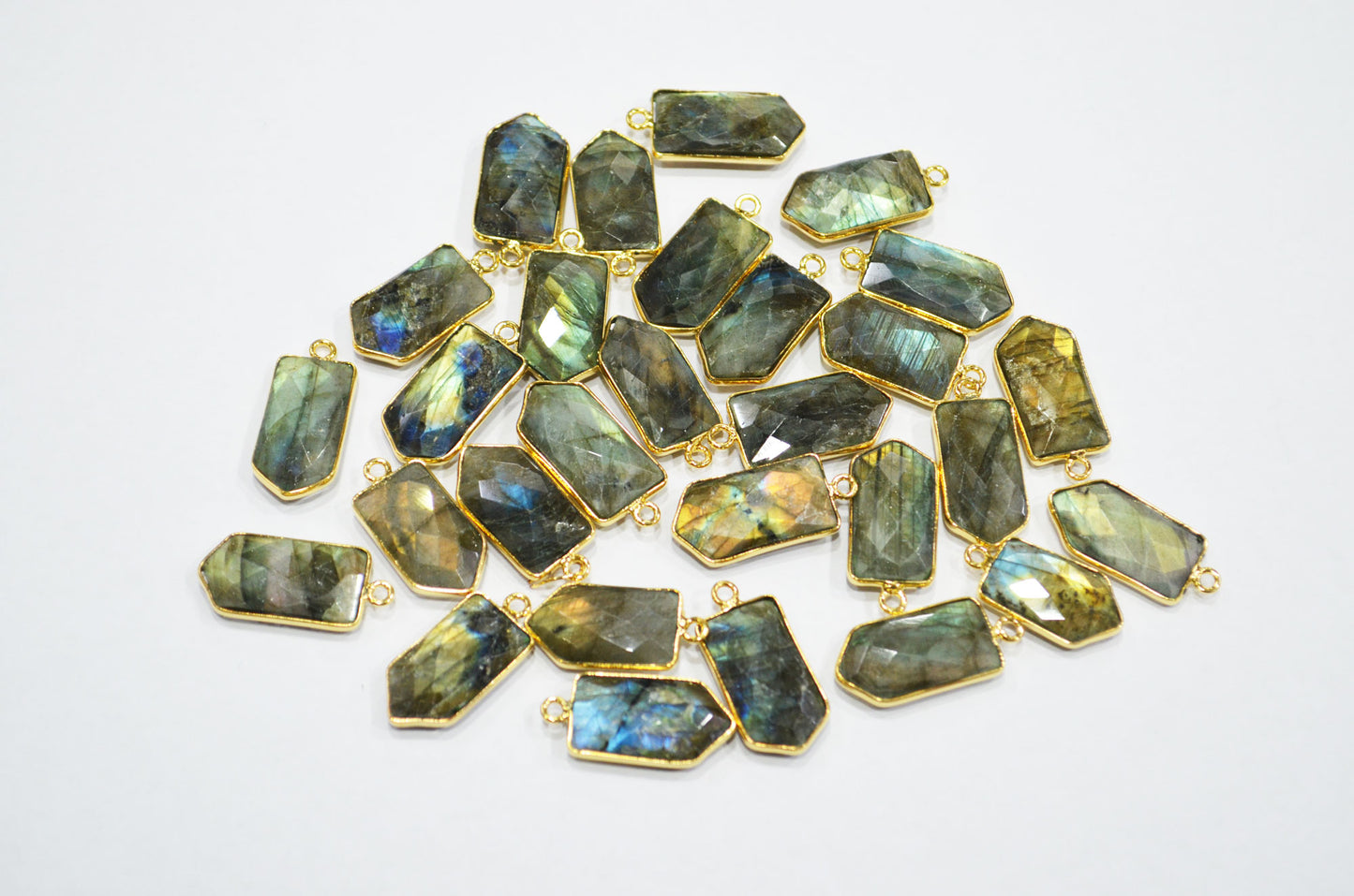 Labradorite Faceted Bullet Shape Connector , Sold By Piece , 11x21 mm , RB-7310