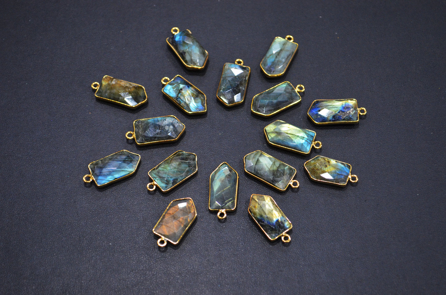 Labradorite Faceted Bullet Shape Connector , Sold By Piece , 11x21 mm , RB-7310