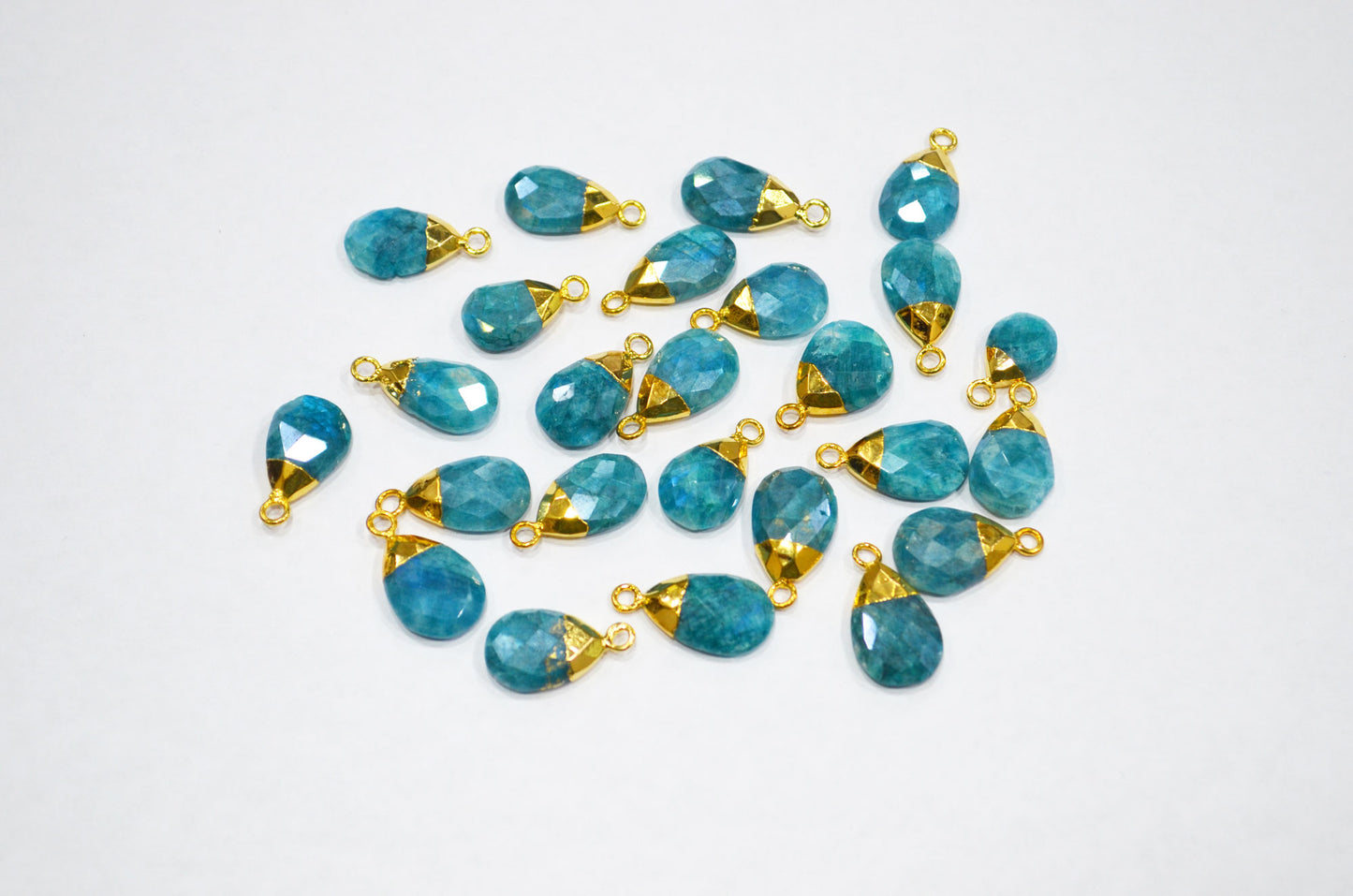 Mystic Ocean Green Rainbow Moonstone Electroplated Pear Shape Pendant , Sold By Piece , 9x16 - 11x18 mm , RB-7313