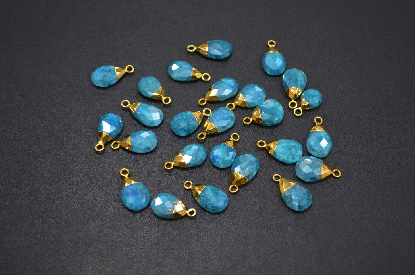 Mystic Ocean Green Rainbow Moonstone Electroplated Pear Shape Pendant , Sold By Piece , 9x16 - 11x18 mm , RB-7313