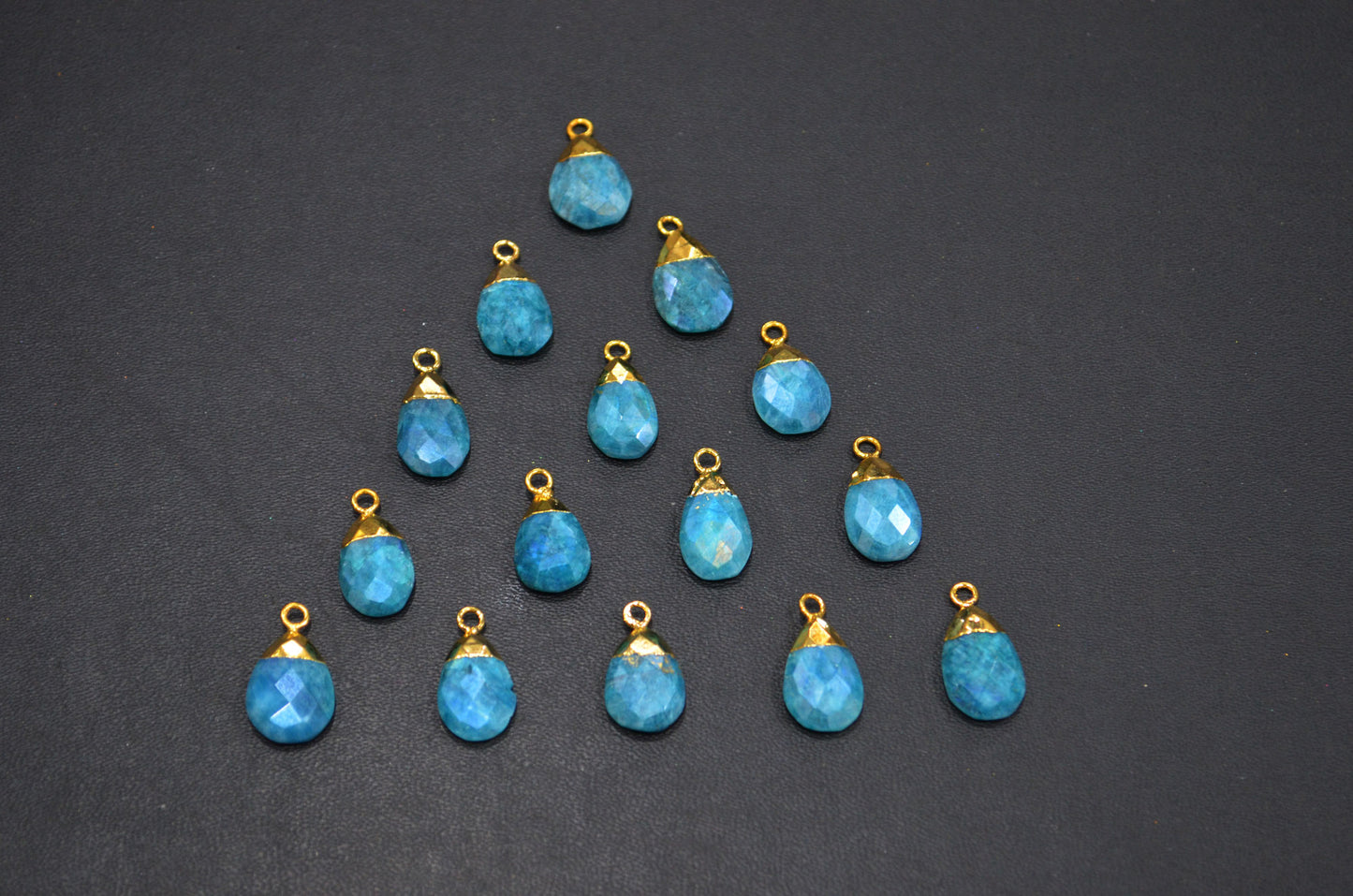 Mystic Ocean Green Rainbow Moonstone Electroplated Pear Shape Pendant , Sold By Piece , 9x16 - 11x18 mm , RB-7313
